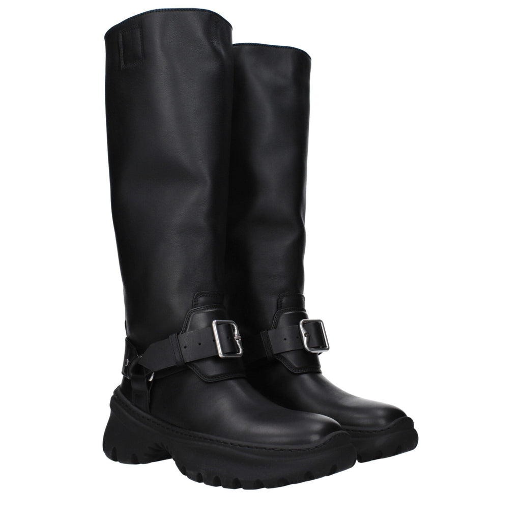 Burberry Black Leather Boots Burberry