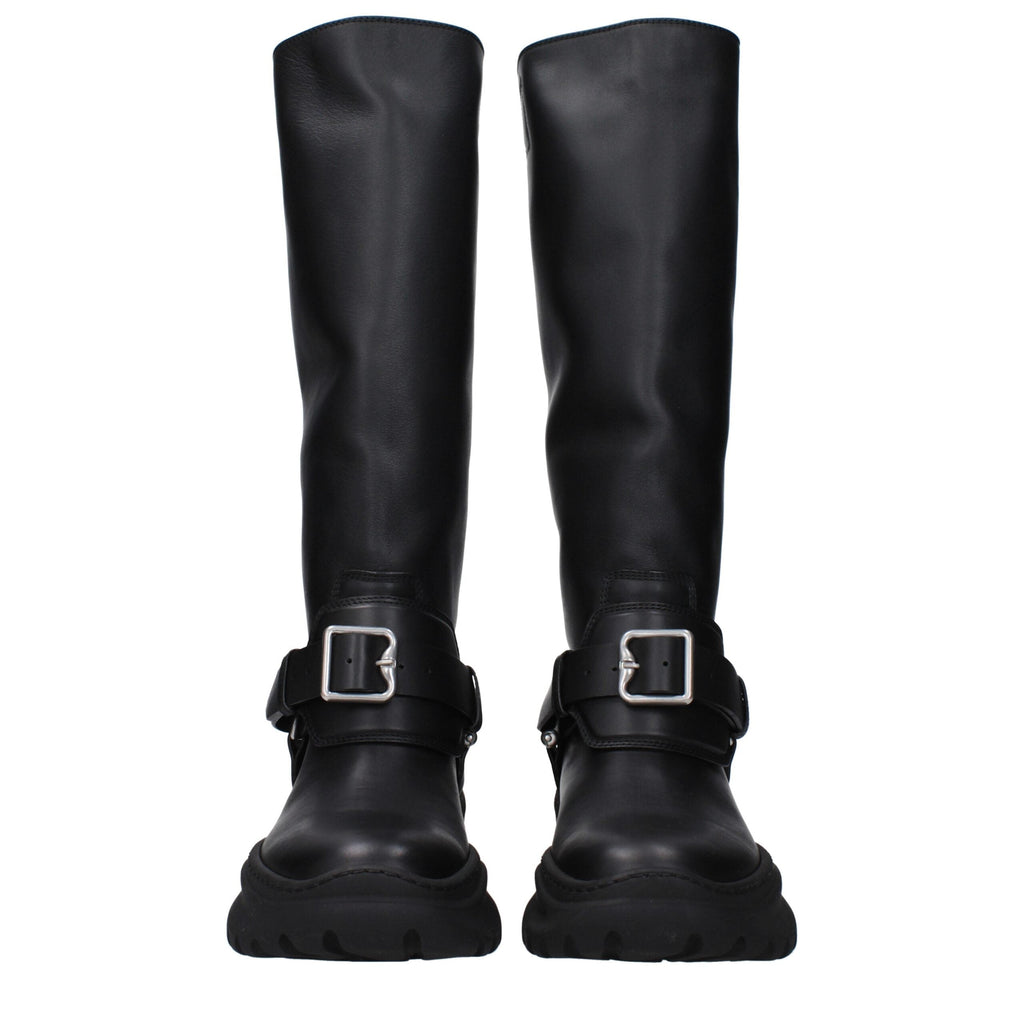Burberry Black Leather Boots Burberry