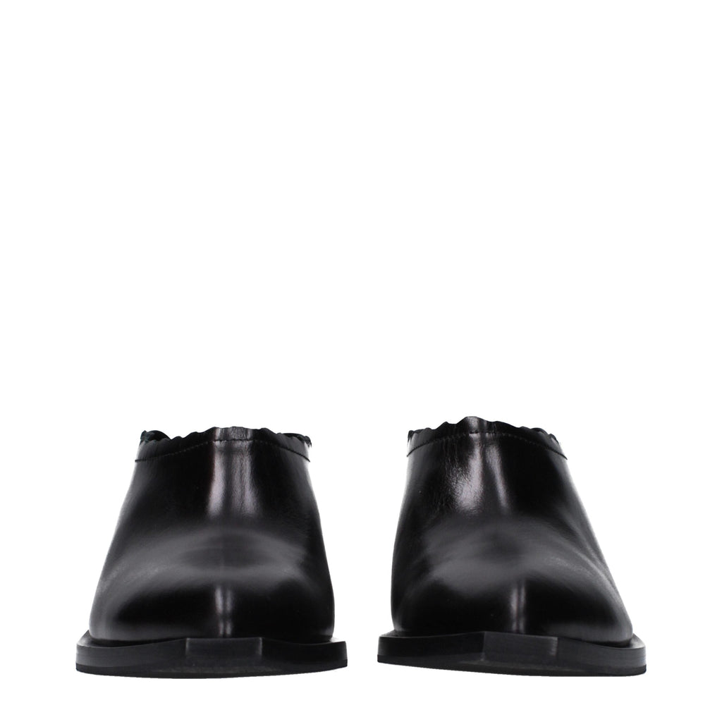 Moschino Black Leather Mules Moschino