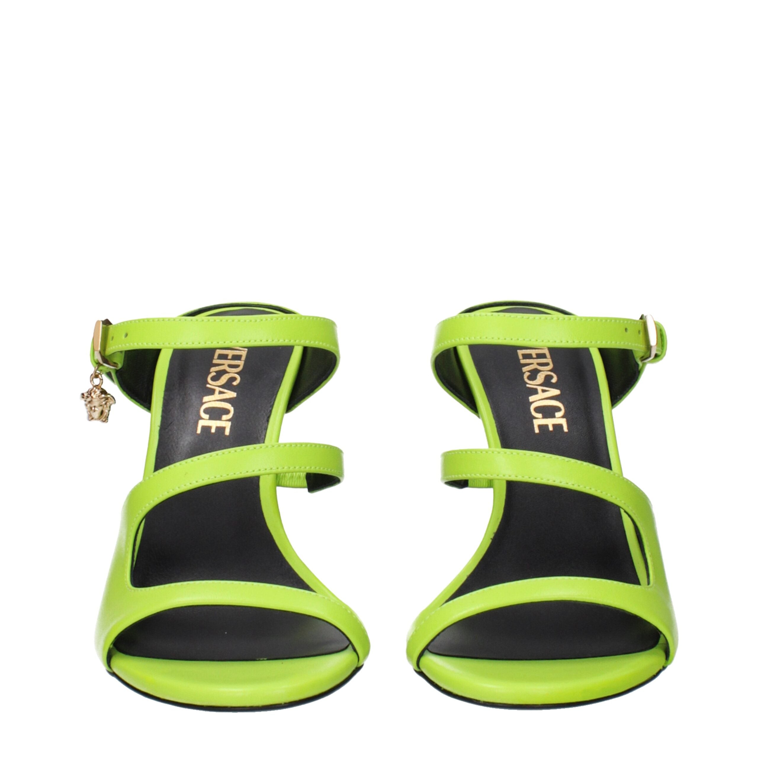 Versace Green Leather Stiletto Heel Sandals Versace