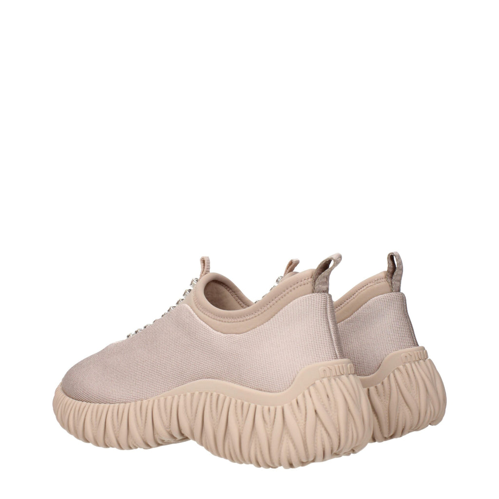 Miu Miu Beige Fabric Sneakers Miu Miu