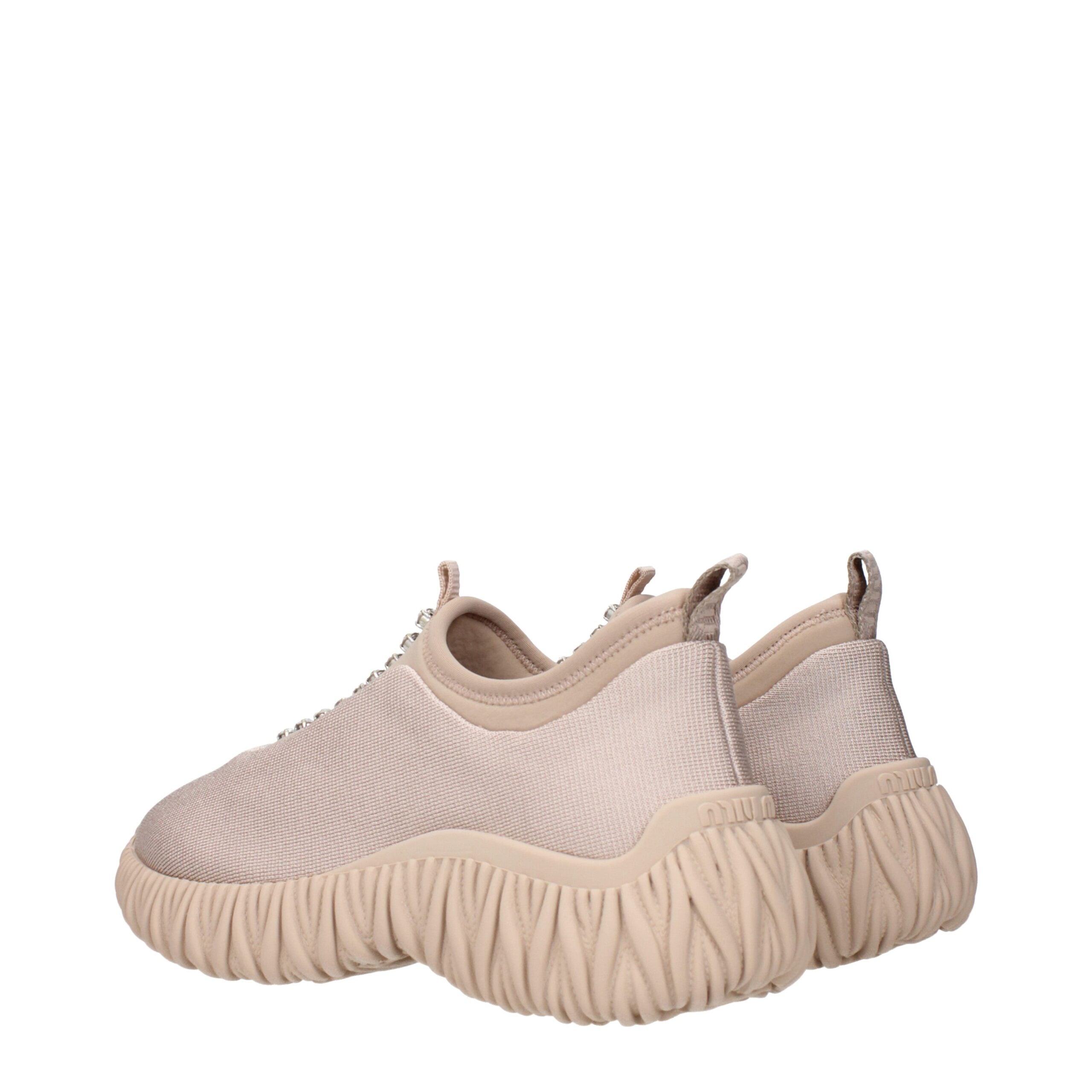 Miu Miu Beige Fabric Sneakers Miu Miu