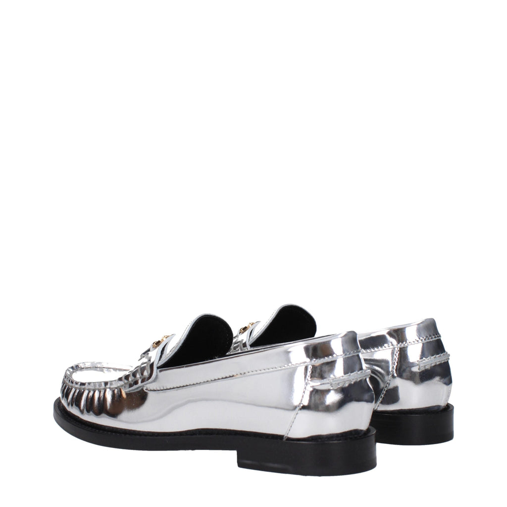 Versace Gray Leather Slip-On Loafers Versace