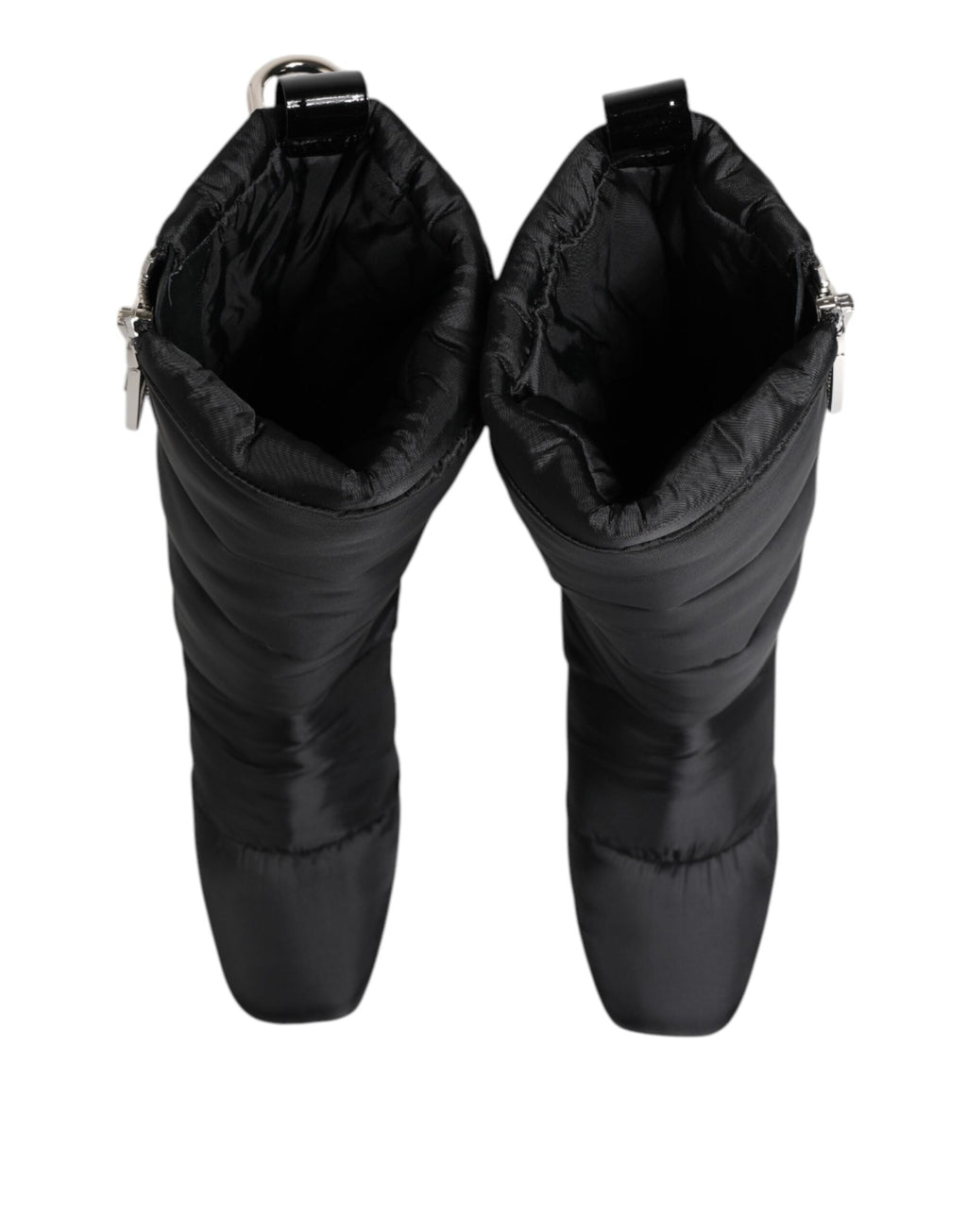 Dolce & Gabbana Black Padded Mid Calf Logo Heel Boots Shoes Dolce & Gabbana