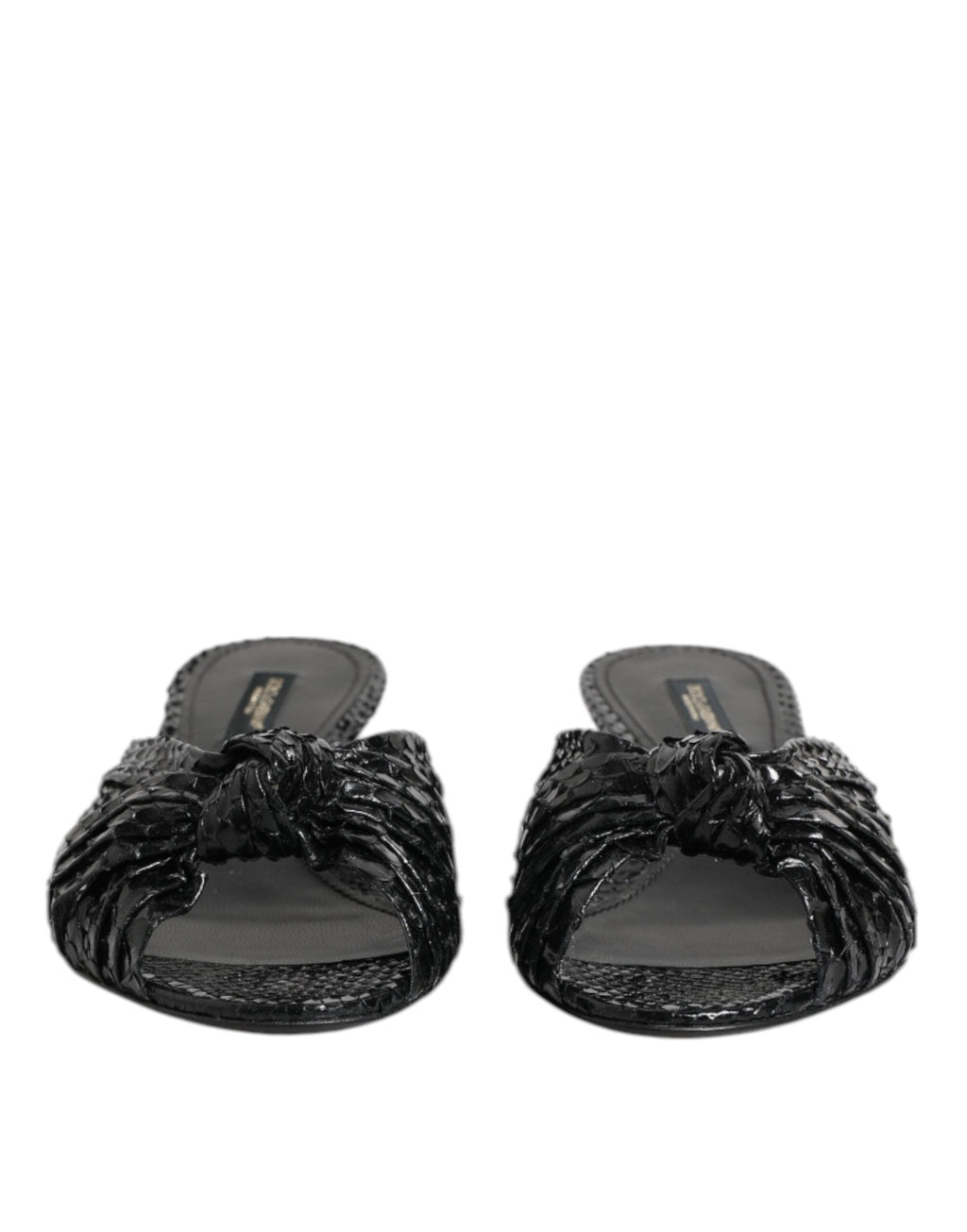 Dolce & Gabbana Black Leather Heels Slides Sandals Shoes Dolce & Gabbana