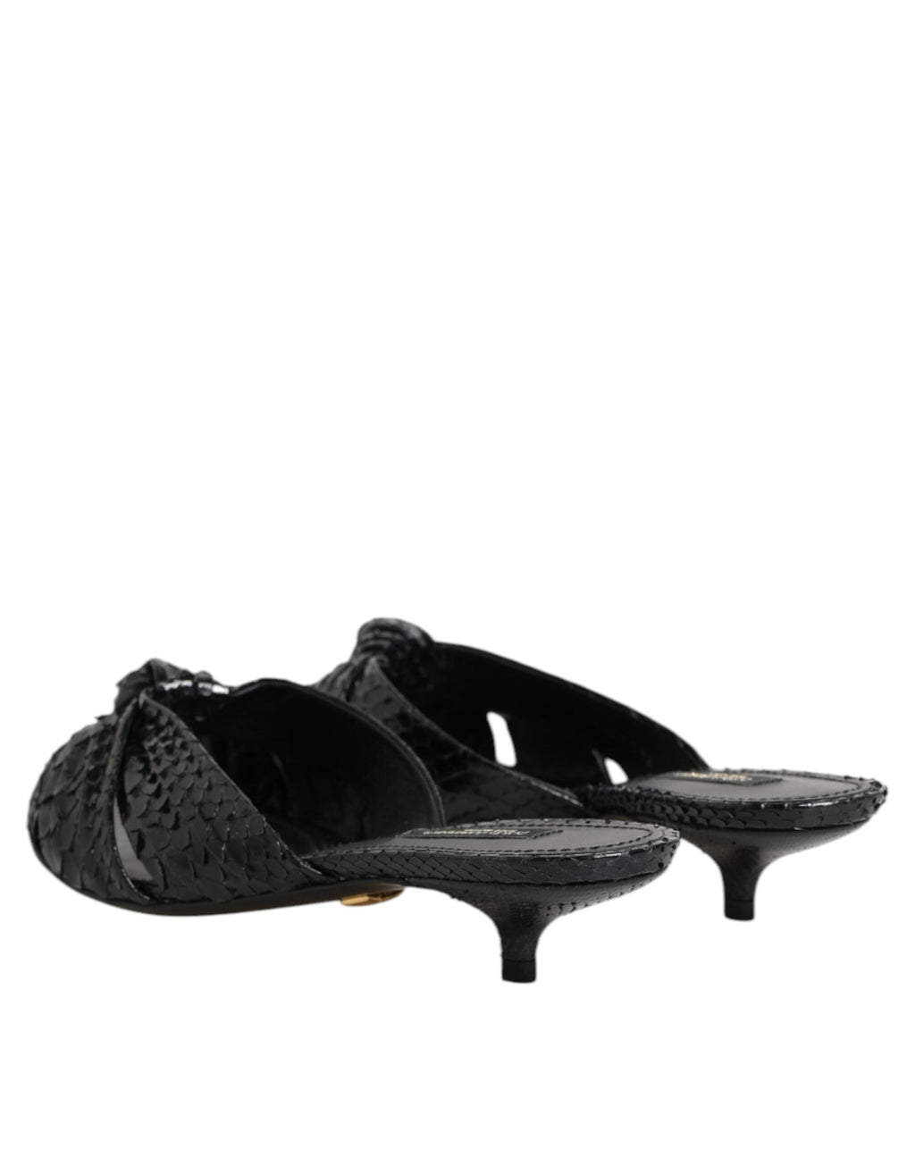 Dolce & Gabbana Black Leather Heels Slides Sandals Shoes Dolce & Gabbana