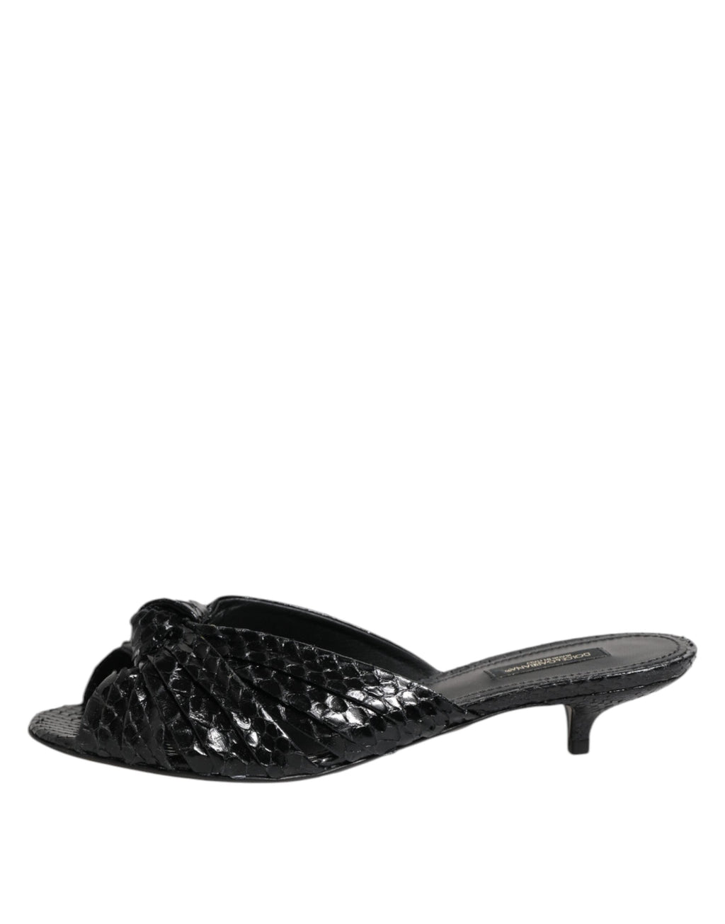Dolce & Gabbana Black Leather Heels Slides Sandals Shoes Dolce & Gabbana
