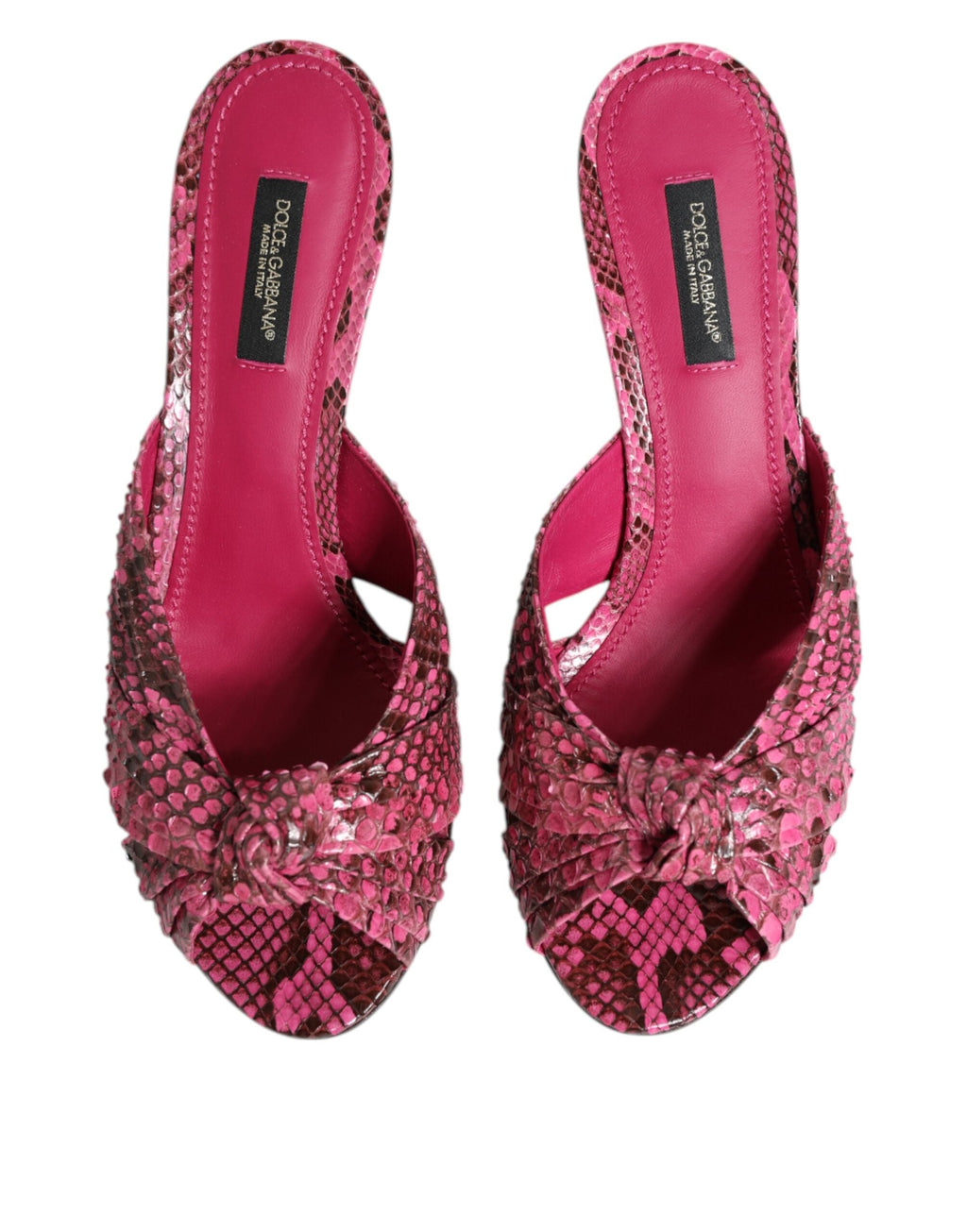 Dolce & Gabbana Pink Leather Heels Slides Sandals Shoes Dolce & Gabbana
