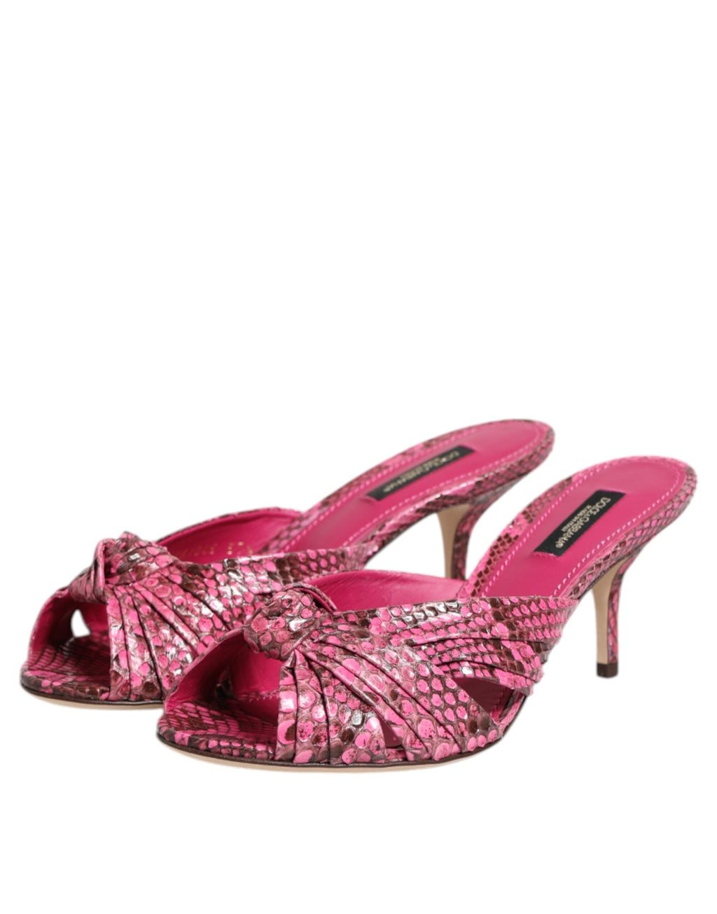 Dolce & Gabbana Pink Leather Heels Slides Sandals Shoes Dolce & Gabbana
