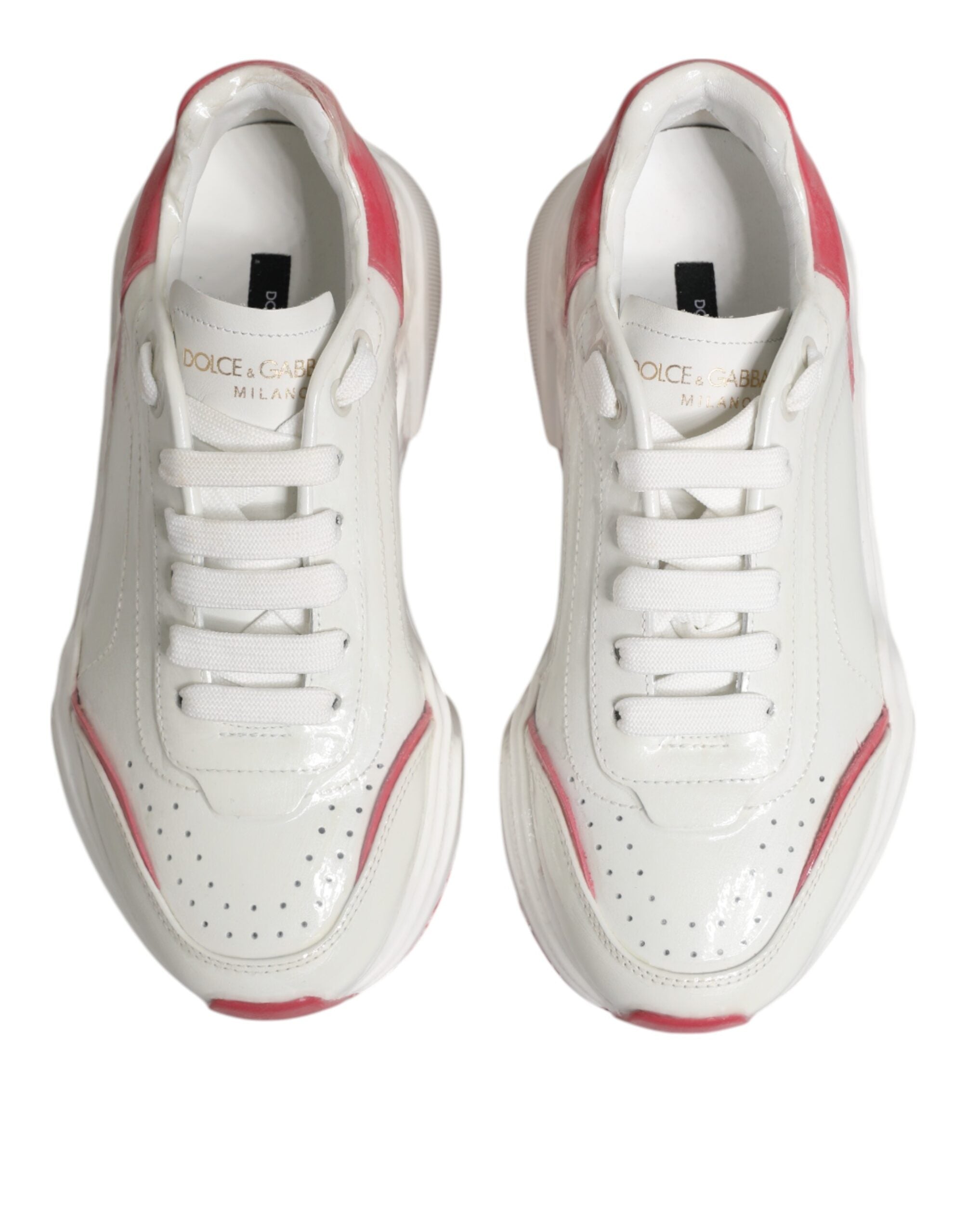 Dolce & Gabbana White Pink Daymaster Low Top Sneakers Shoes Dolce & Gabbana