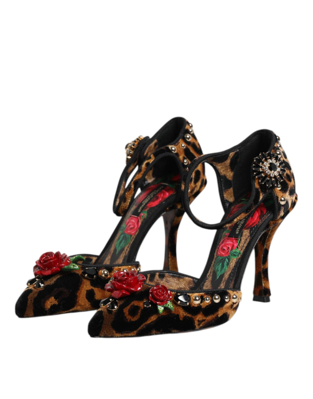 Dolce & Gabbana Brown Leopard Crystal Roses Pumps Shoes Dolce & Gabbana