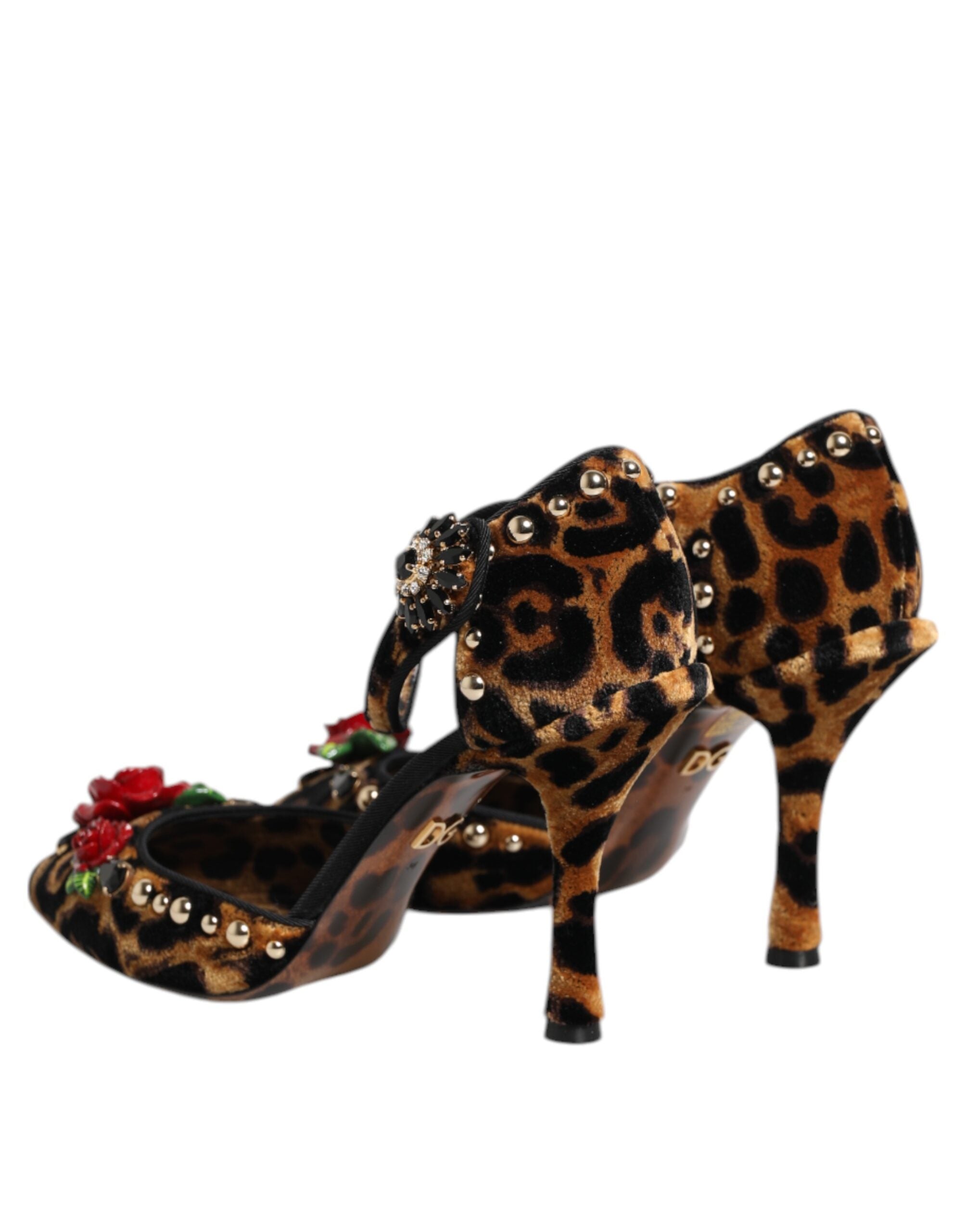 Dolce & Gabbana Brown Leopard Crystal Roses Pumps Shoes Dolce & Gabbana