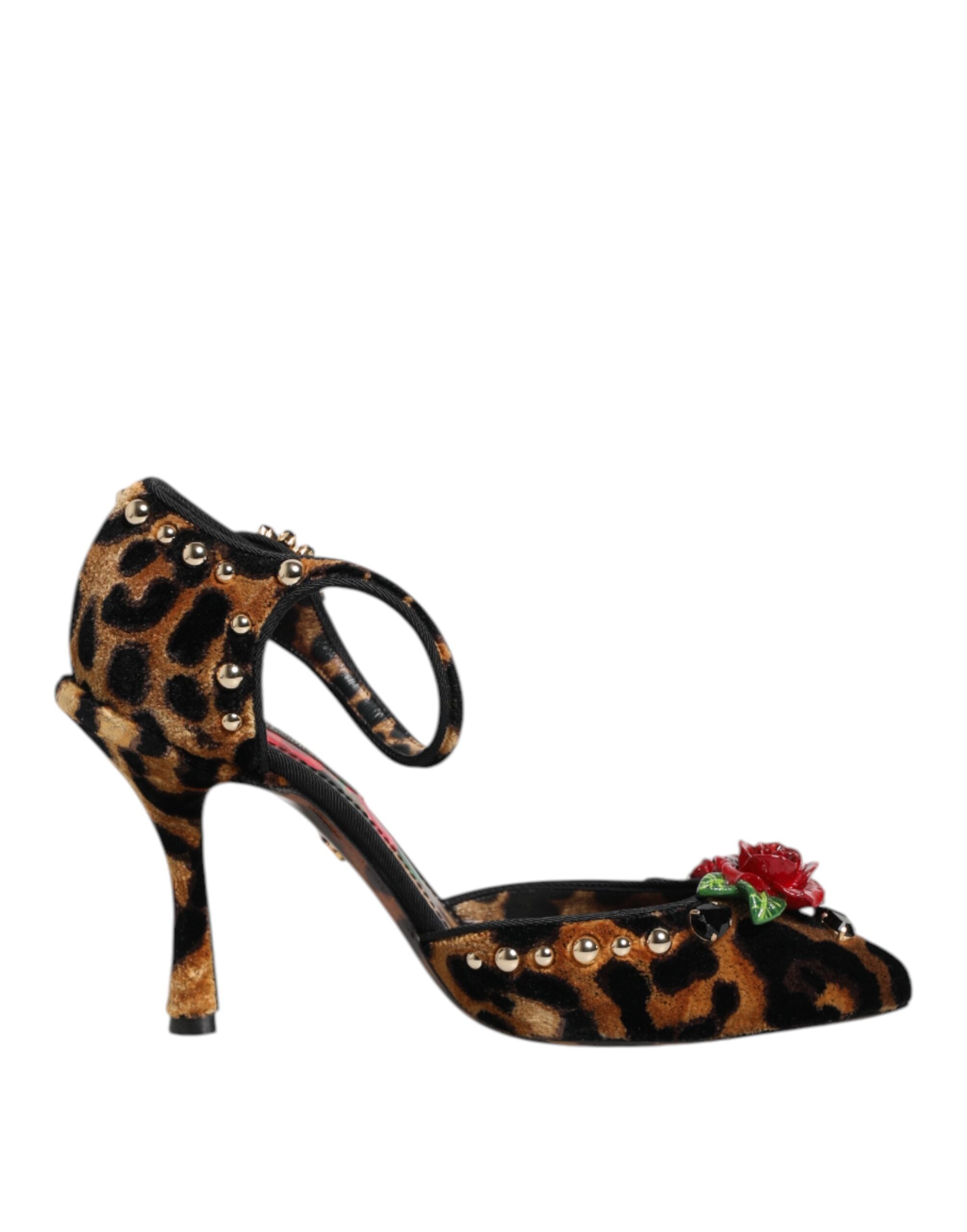 Dolce & Gabbana Brown Leopard Crystal Roses Pumps Shoes Dolce & Gabbana