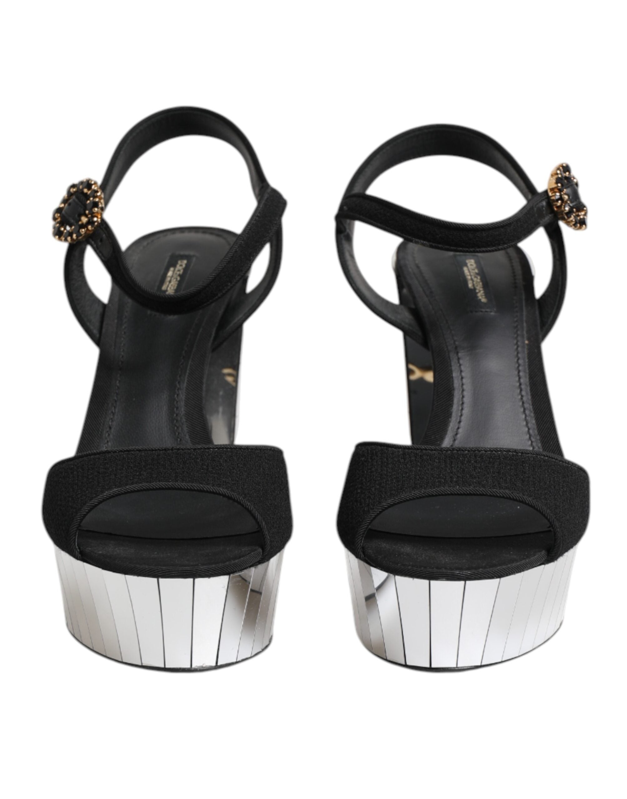 Dolce & Gabbana Black Crystal Ankle Strap Keira Sandal Shoes Dolce & Gabbana