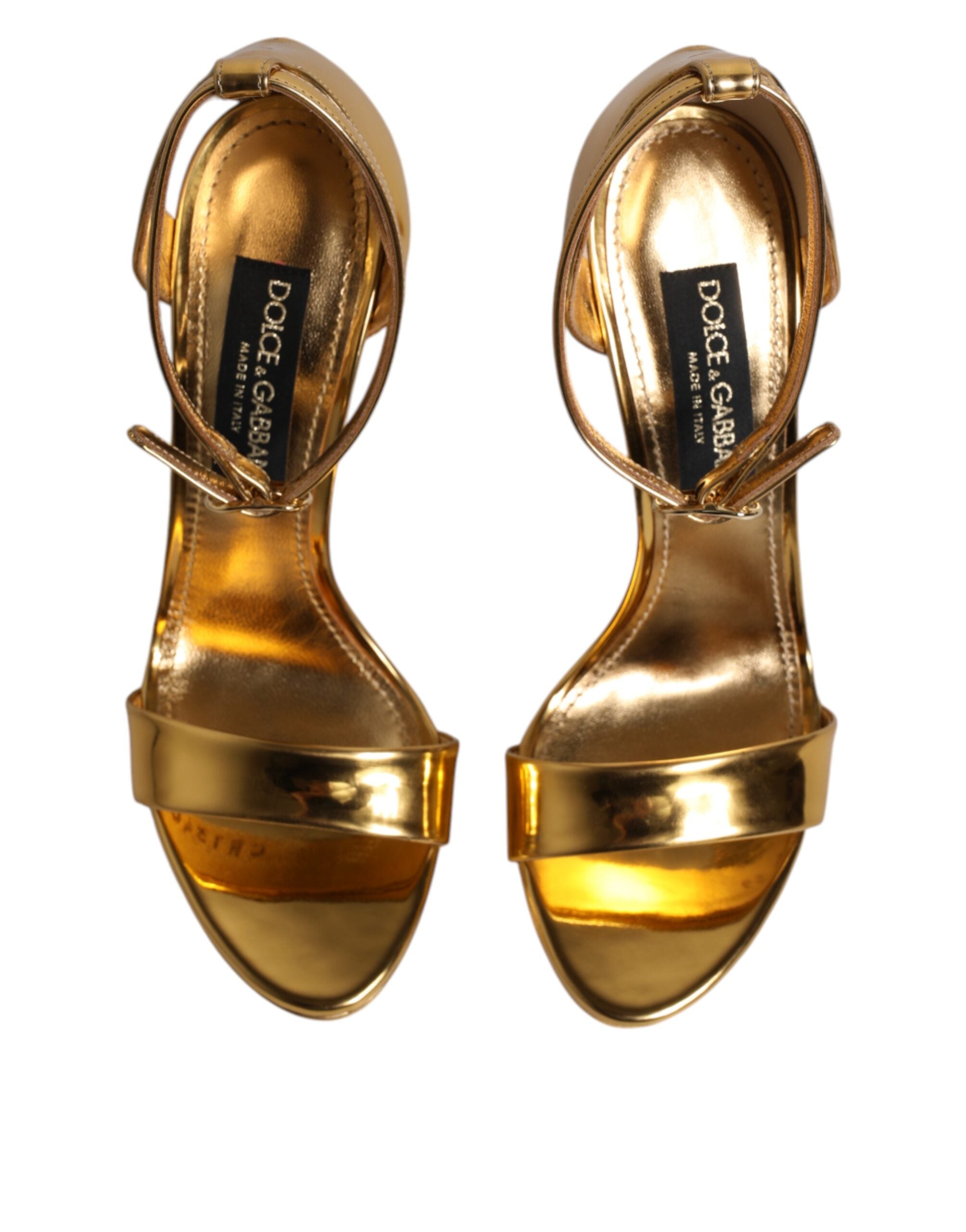 Dolce & Gabbana Gold Leather Platform Keira Sandals Shoes Dolce & Gabbana