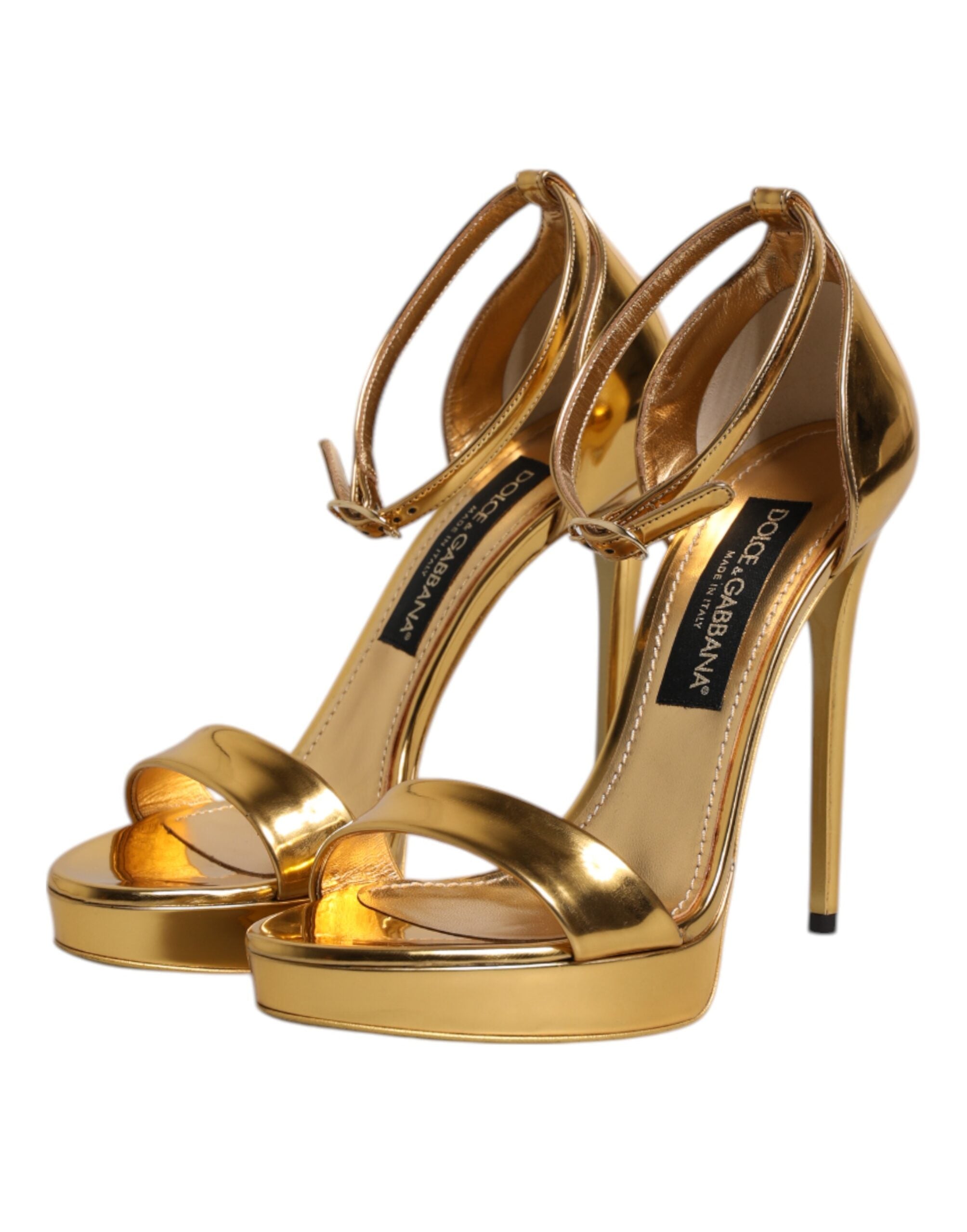 Dolce & Gabbana Gold Leather Platform Keira Sandals Shoes Dolce & Gabbana
