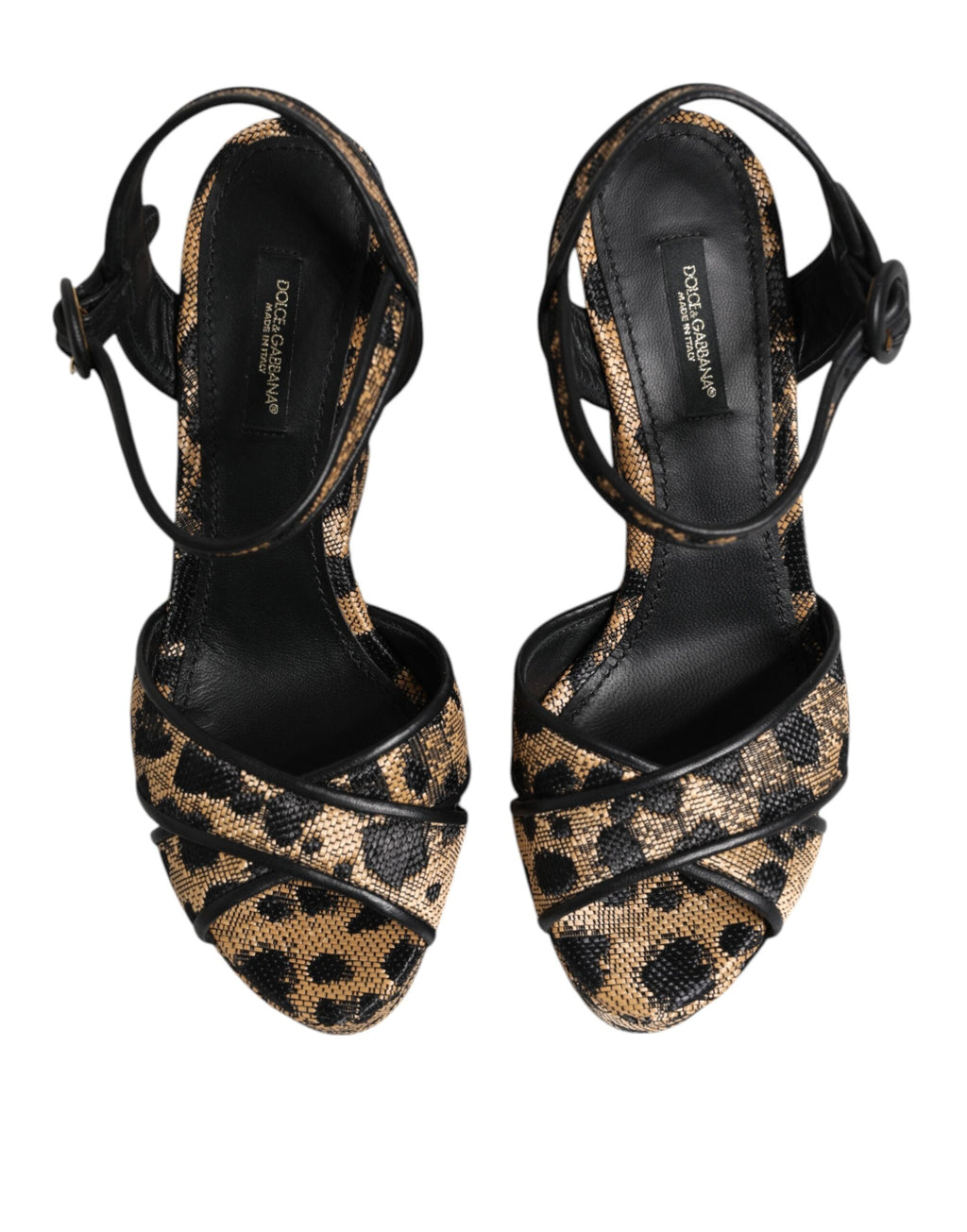 Dolce & Gabbana Brown Leopard Wedges Ankle Strap Sandals Shoes Dolce & Gabbana