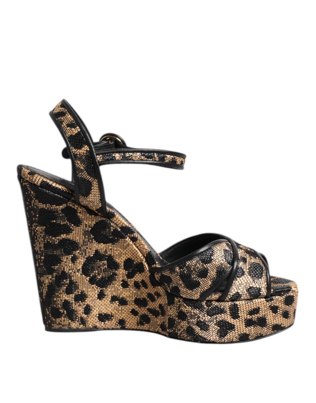 Dolce & Gabbana Brown Leopard Wedges Ankle Strap Sandals Shoes Dolce & Gabbana