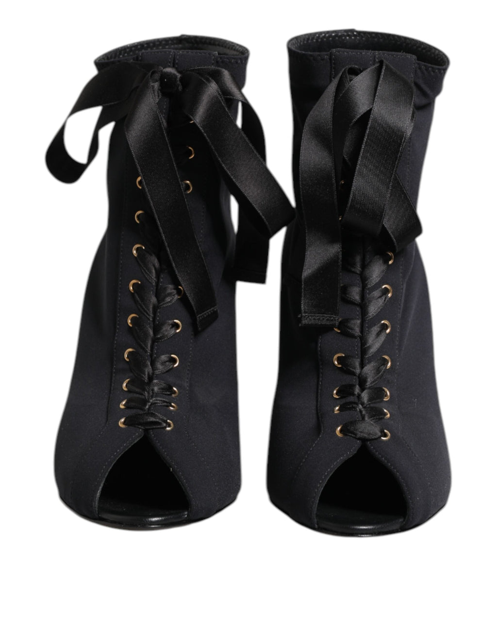 Dolce & Gabbana Black Stiletto Heels Lace Up Boots Shoes Dolce & Gabbana