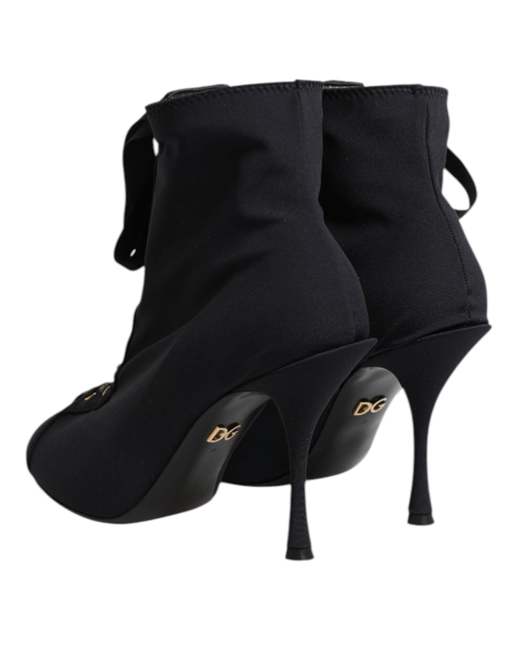 Dolce & Gabbana Black Stiletto Heels Lace Up Boots Shoes Dolce & Gabbana