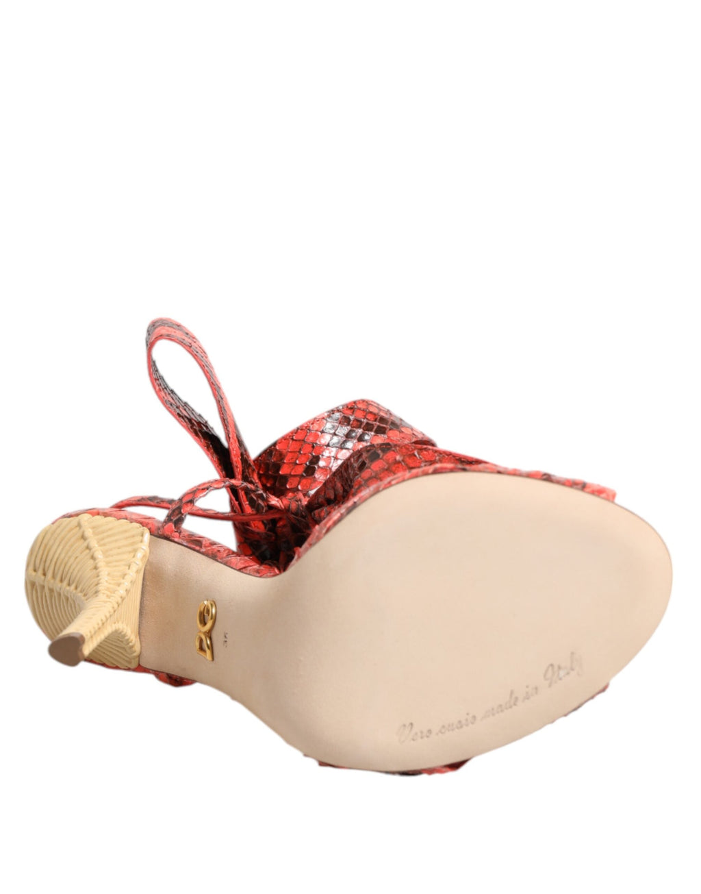 Dolce & Gabbana Coral Python Leather Heels Sandals Shoes Dolce & Gabbana