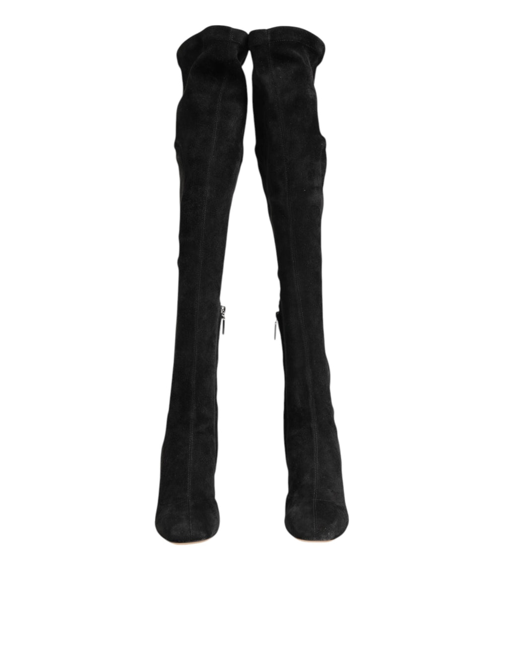 Dolce & Gabbana Black Suede Leather Knee High Boots Shoes Dolce & Gabbana