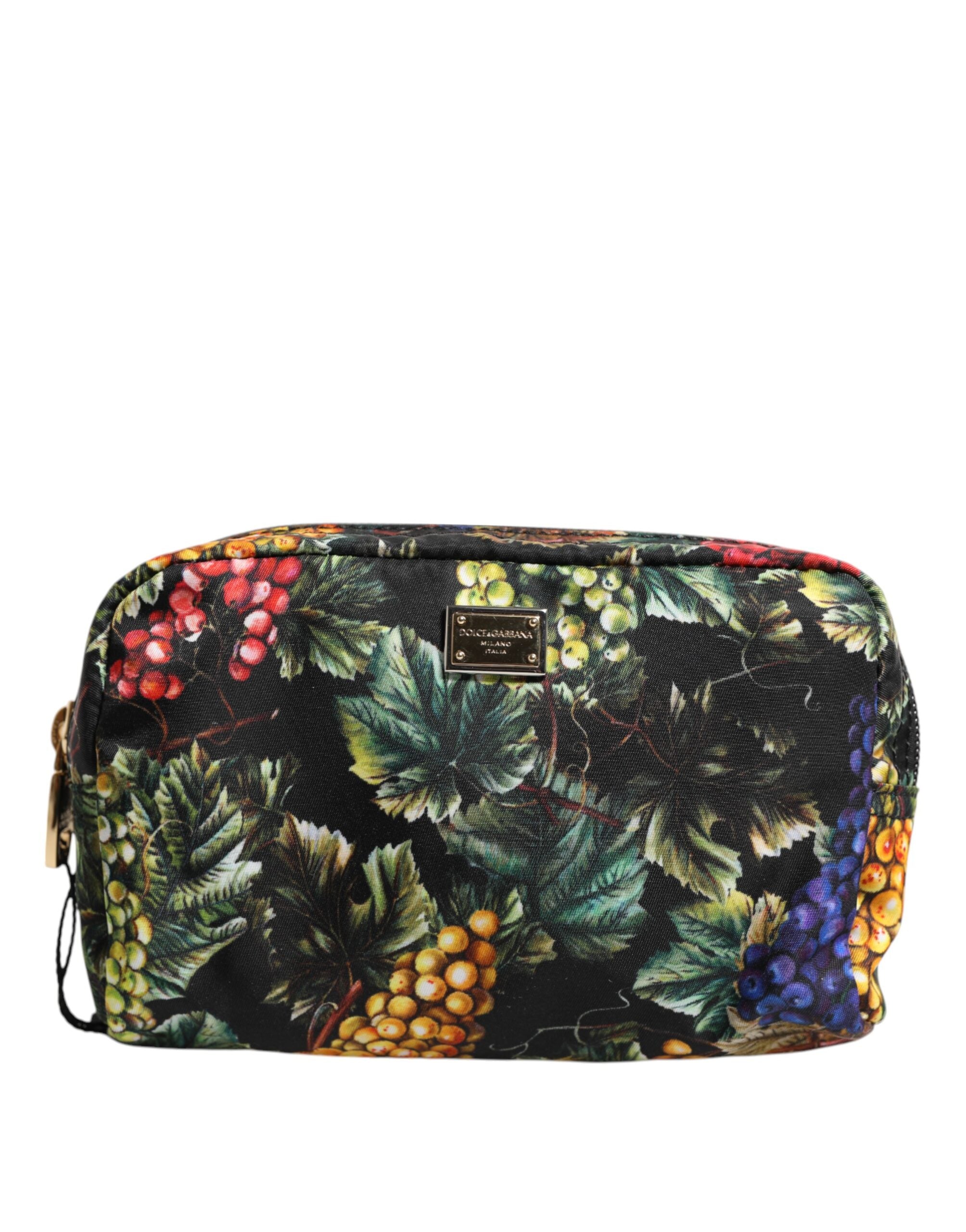 Dolce & Gabbana Multicolor Grape Print Clutch Logo Plaque Pouch Bag Dolce & Gabbana