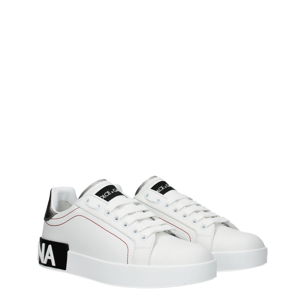Dolce & Gabbana White Leather Low Top Sneakers Dolce & Gabbana