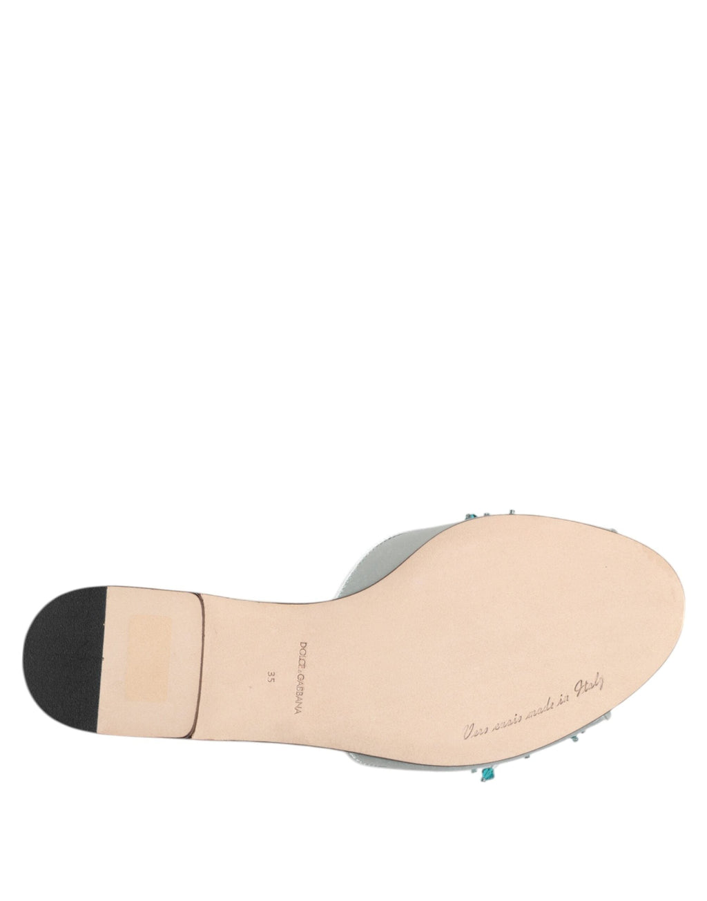 Dolce & Gabbana Silver Blue Leather Bead Embellish Slide Shoes Dolce & Gabbana