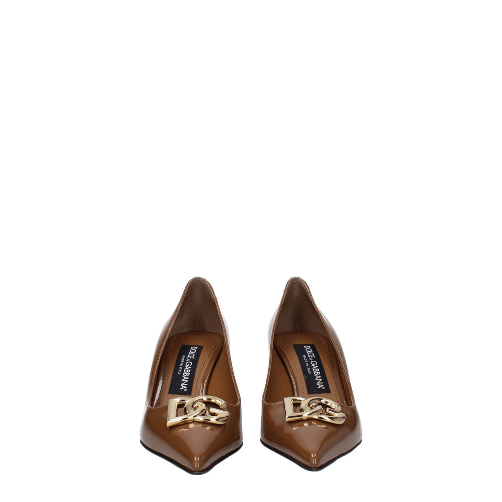 Dolce & Gabbana Brown Leather High Heel Pumps Dolce & Gabbana