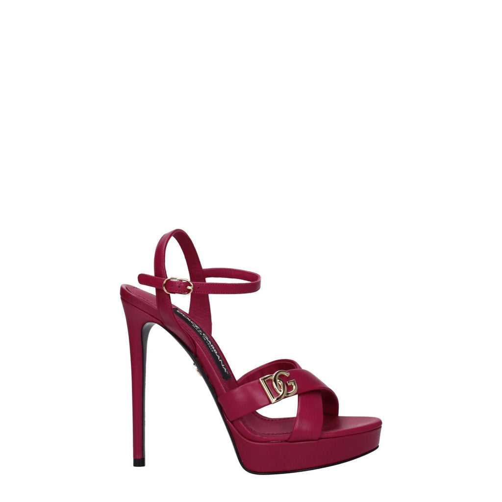 Dolce & Gabbana Pink Leather Platform Sandals Dolce & Gabbana
