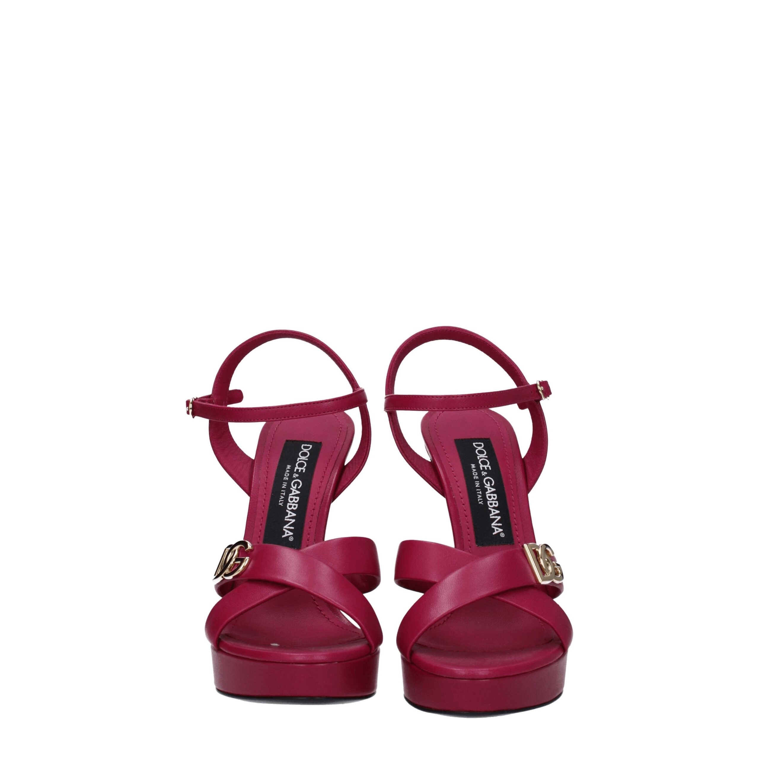 Dolce & Gabbana Pink Leather Platform Sandals Dolce & Gabbana