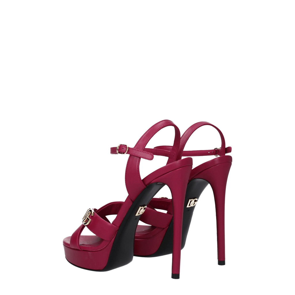 Dolce & Gabbana Pink Leather Platform Sandals Dolce & Gabbana