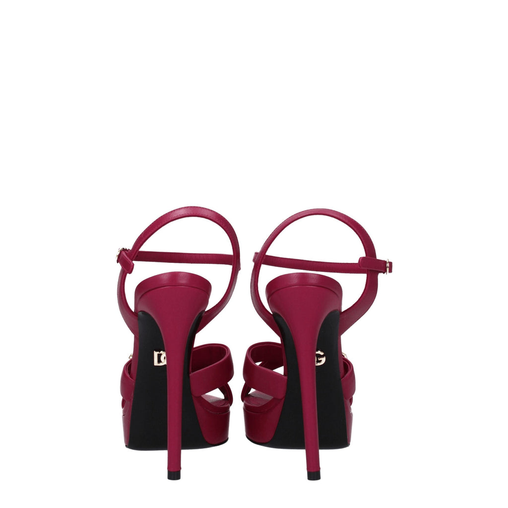 Dolce & Gabbana Pink Leather Platform Sandals Dolce & Gabbana