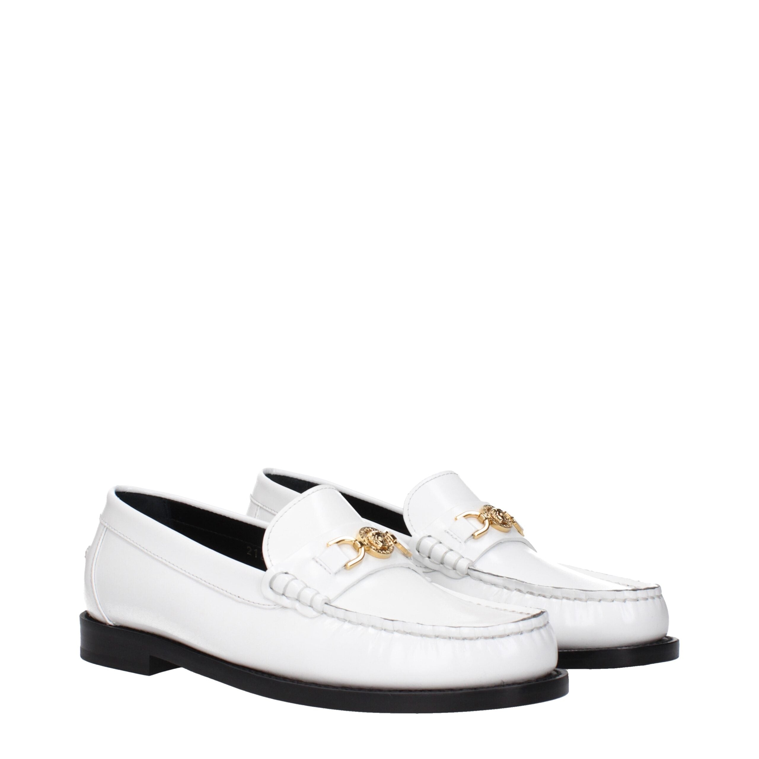 Versace White Leather Slip-On Loafers Versace