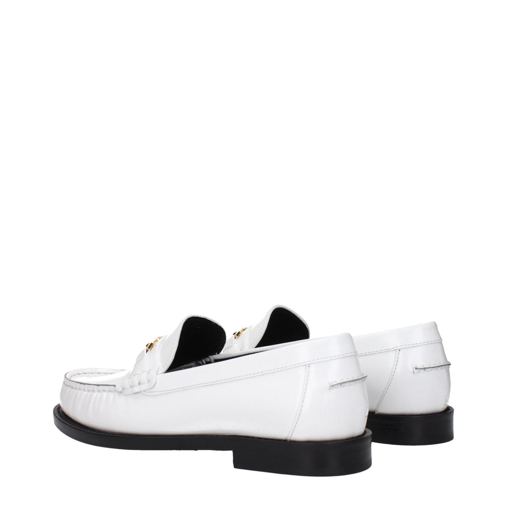 Versace White Leather Slip-On Loafers Versace