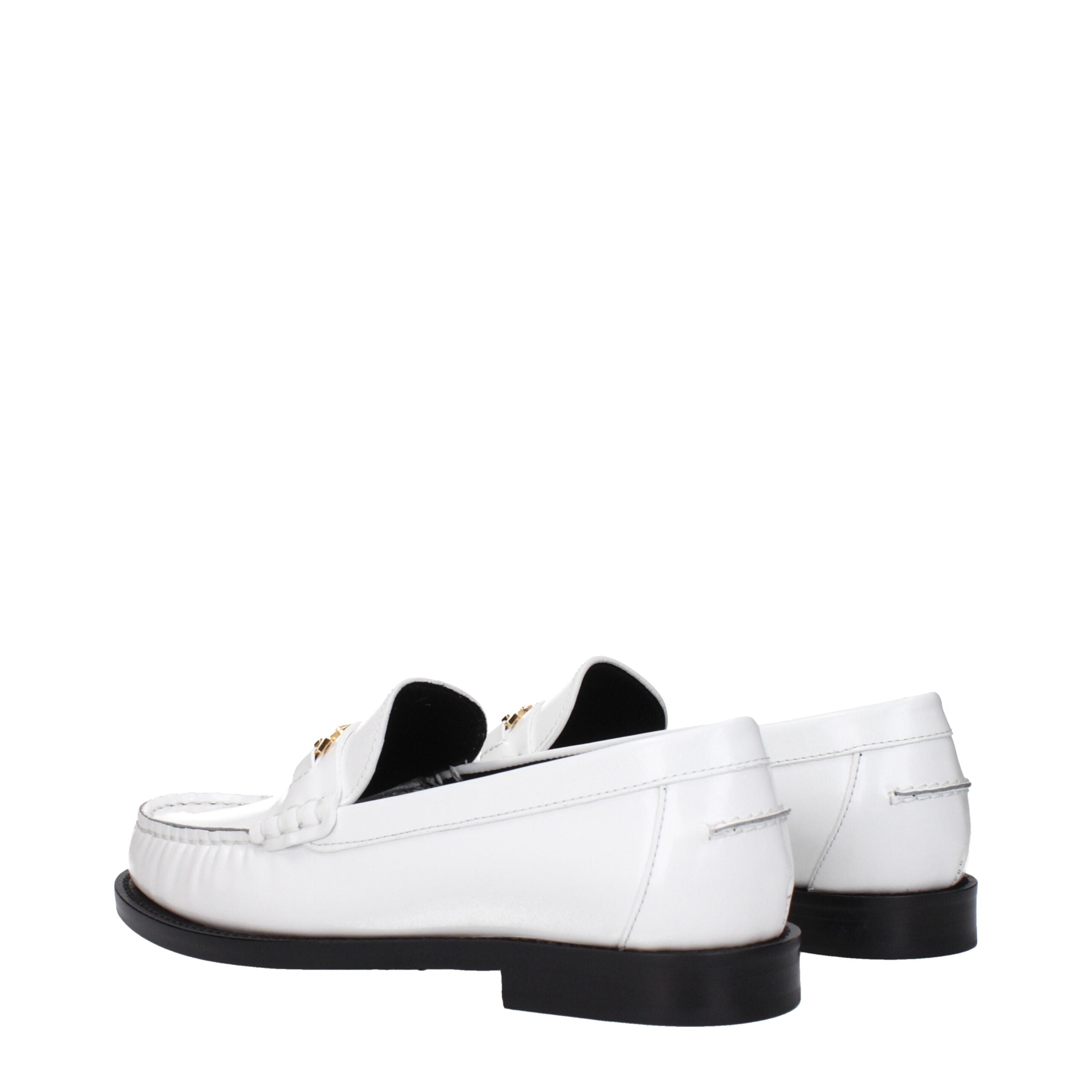 Versace White Leather Slip-On Loafers Versace