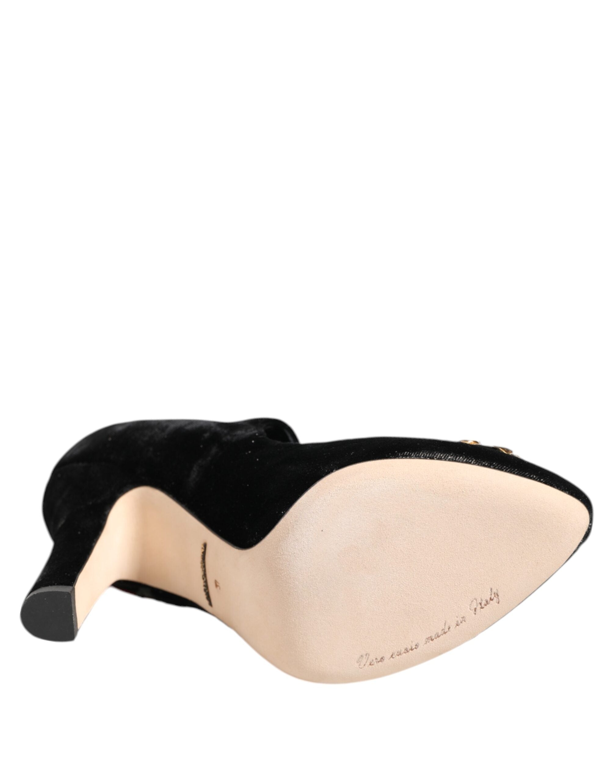 Dolce & Gabbana Black Roses Crystal Brooch Mary Jane Shoes Dolce & Gabbana