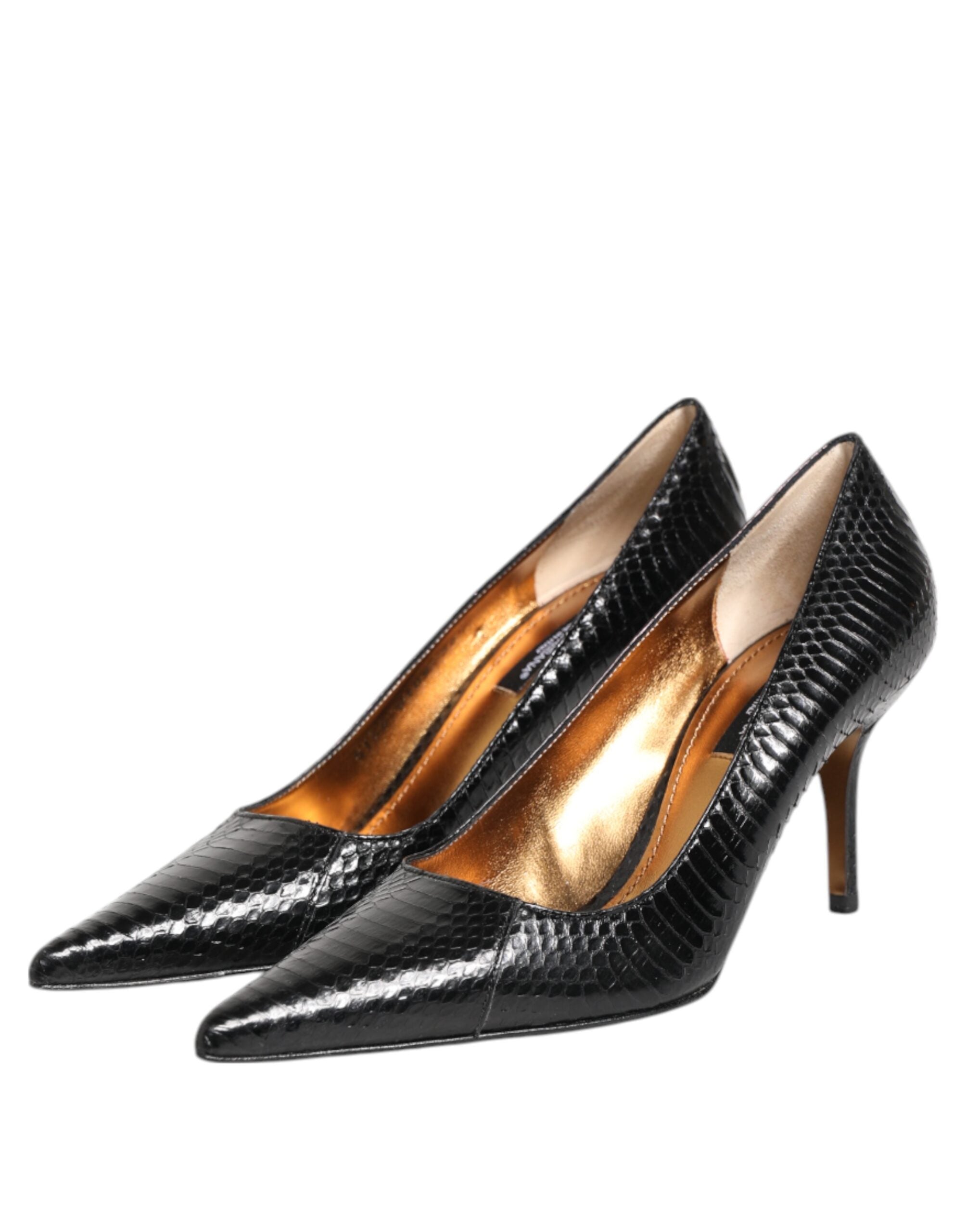 Dolce & Gabbana Black Exotic Leather Stiletto Pumps Shoes Dolce & Gabbana