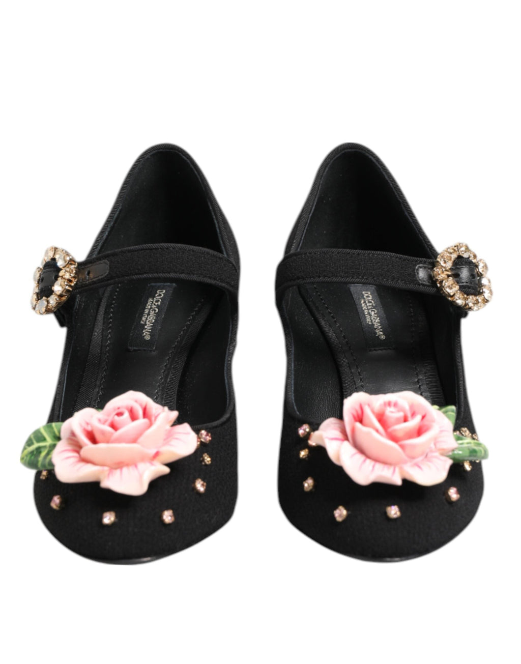 Dolce & Gabbana Black Flower Crystal Embellished Mary Jane Shoes Dolce & Gabbana