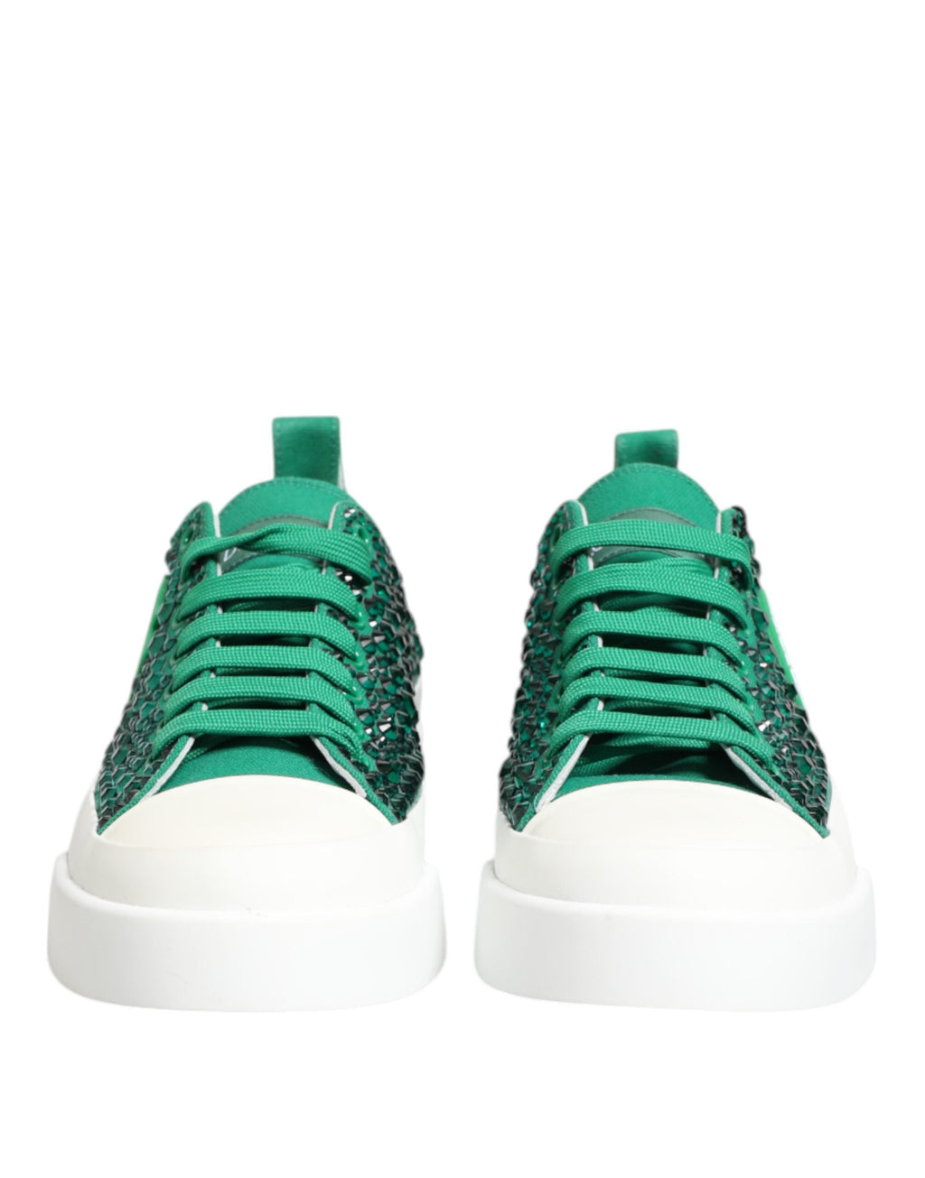 Dolce & Gabbana Green Portofino Crystal DG Logo Sneakers Shoes Dolce & Gabbana