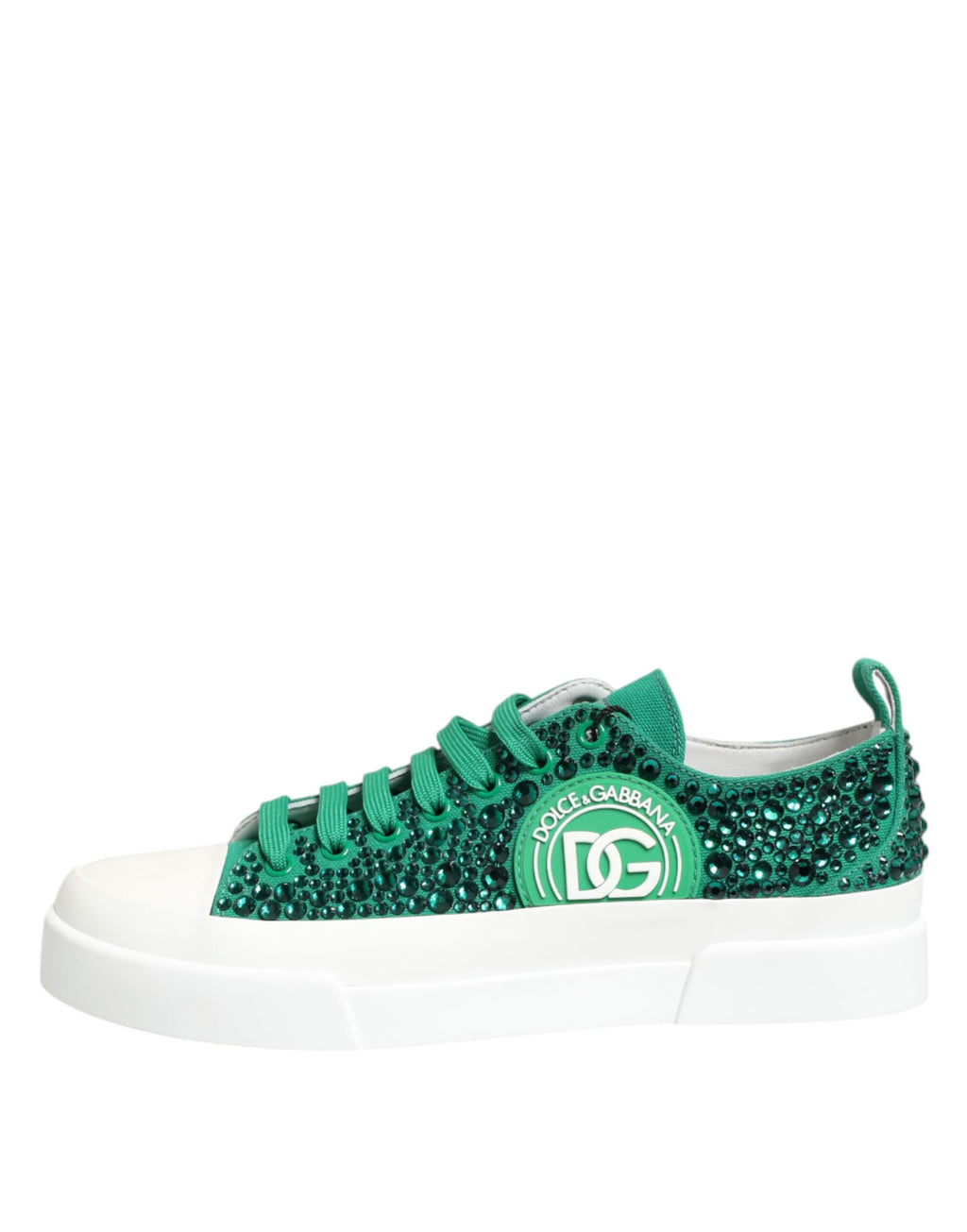 Dolce & Gabbana Green Portofino Crystal DG Logo Sneakers Shoes Dolce & Gabbana