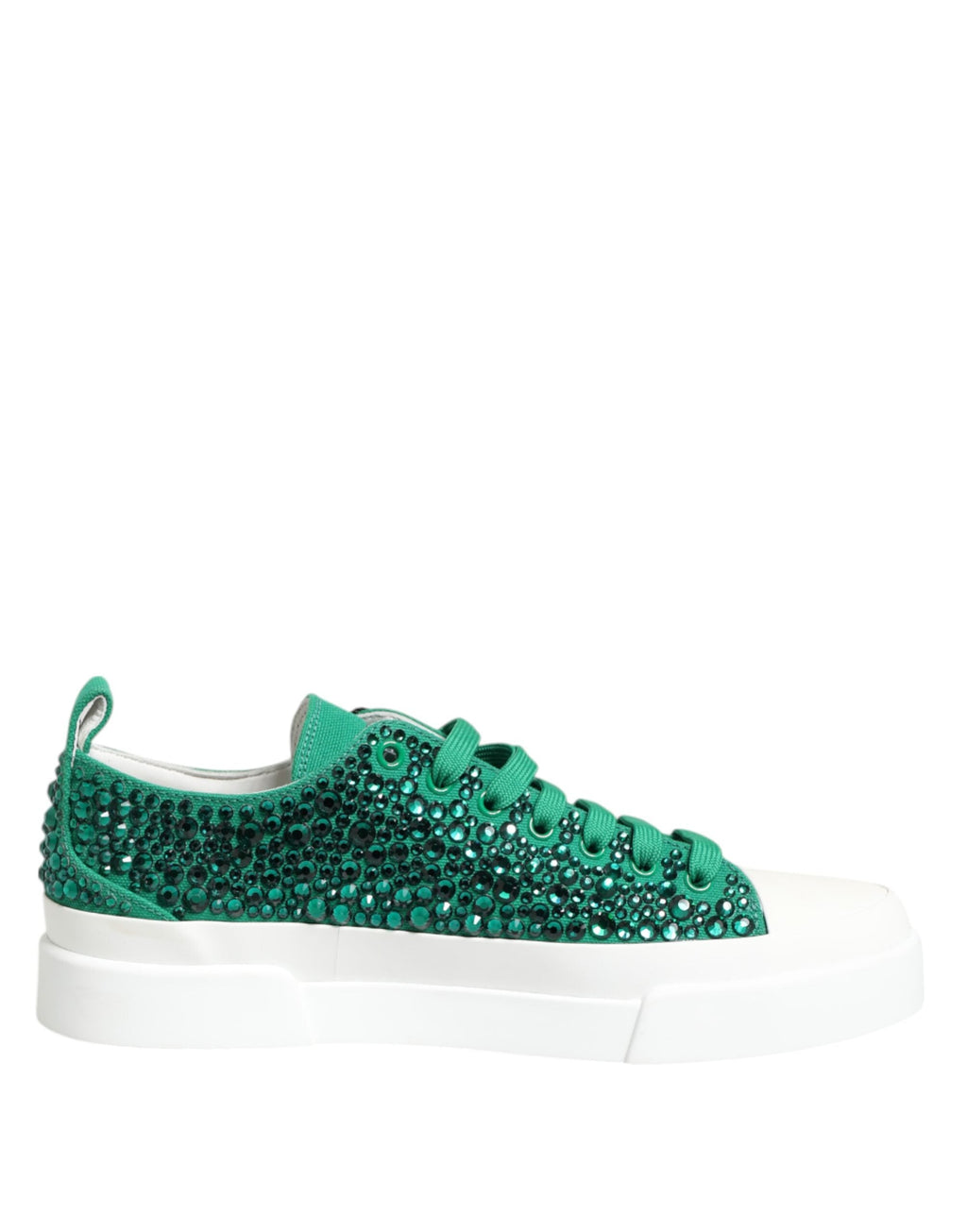 Dolce & Gabbana Green Portofino Crystal DG Logo Sneakers Shoes Dolce & Gabbana