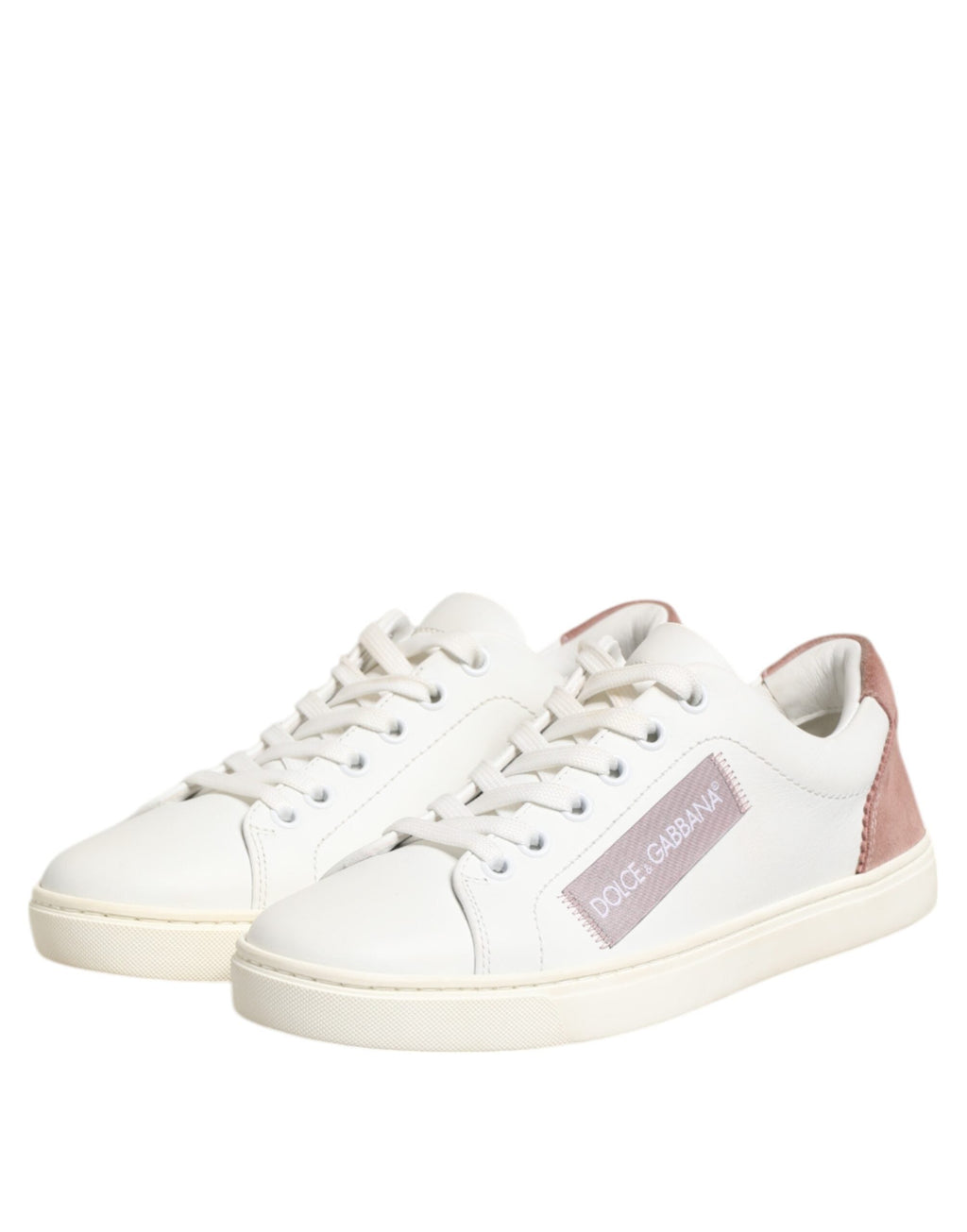 Dolce & Gabbana White Pink Leather Low Top Sneakers Shoes Dolce & Gabbana