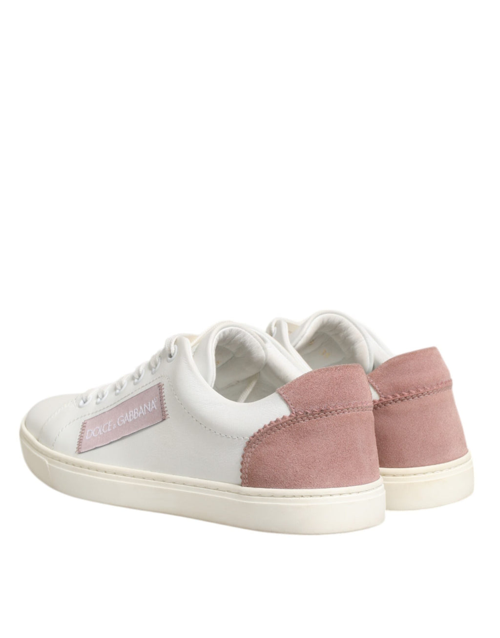 Dolce & Gabbana White Pink Leather Low Top Sneakers Shoes Dolce & Gabbana