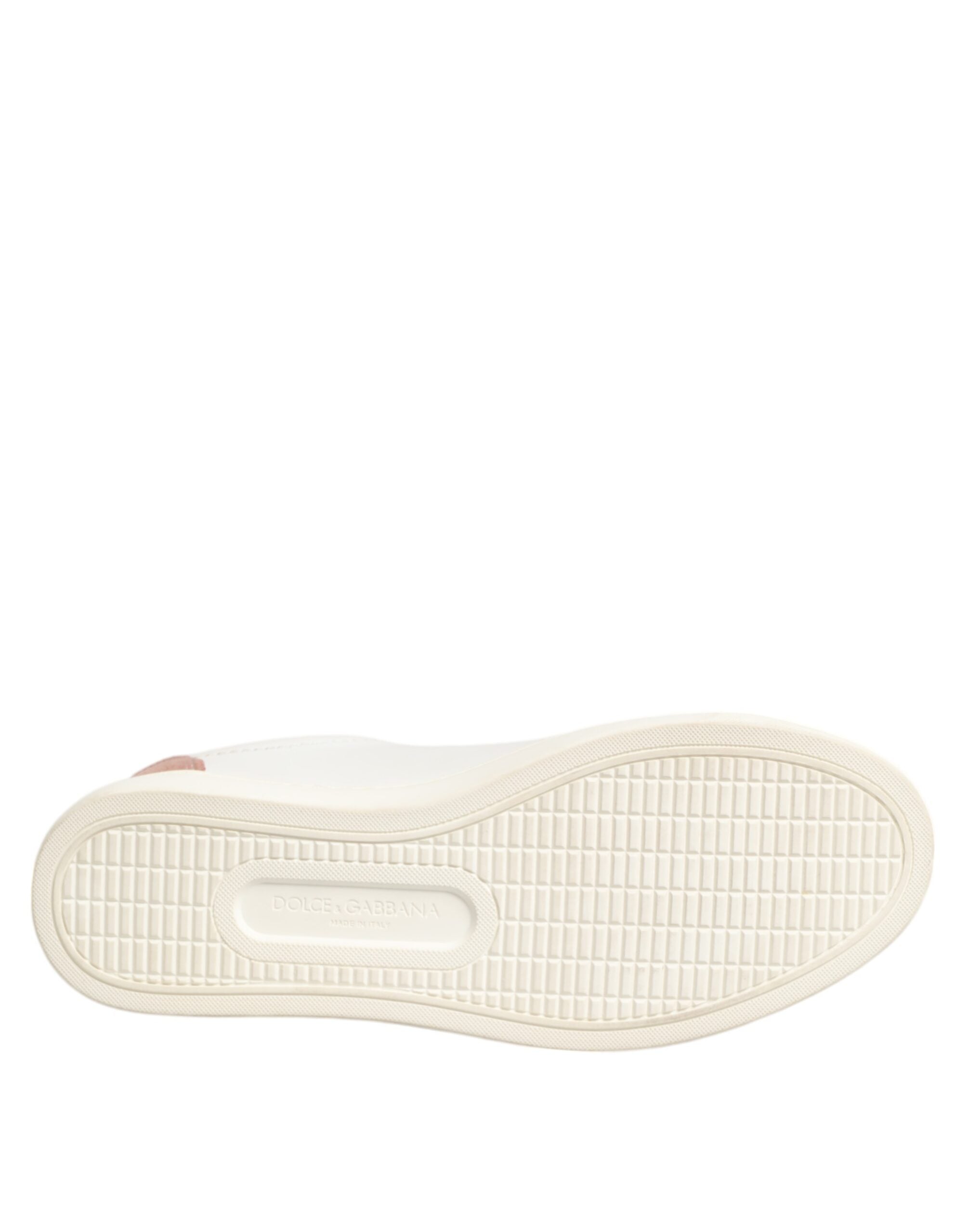 Dolce & Gabbana White Pink Leather Low Top Sneakers Shoes Dolce & Gabbana
