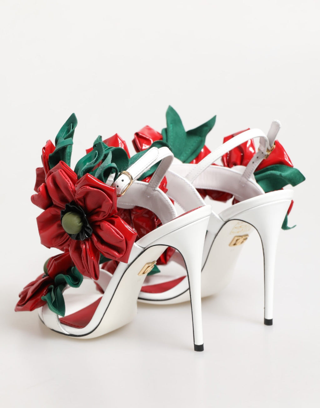 Dolce & Gabbana White Red Floral Detailing Sandals Shoes Dolce & Gabbana