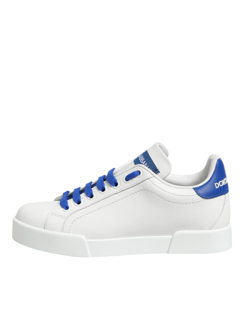Dolce & Gabbana White Blue Leather Low Top Sneakers Shoes Dolce & Gabbana