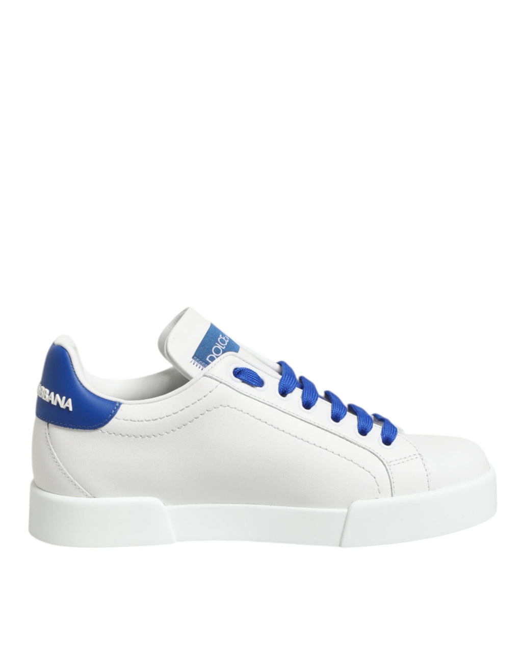 Dolce & Gabbana White Blue Leather Low Top Sneakers Shoes Dolce & Gabbana