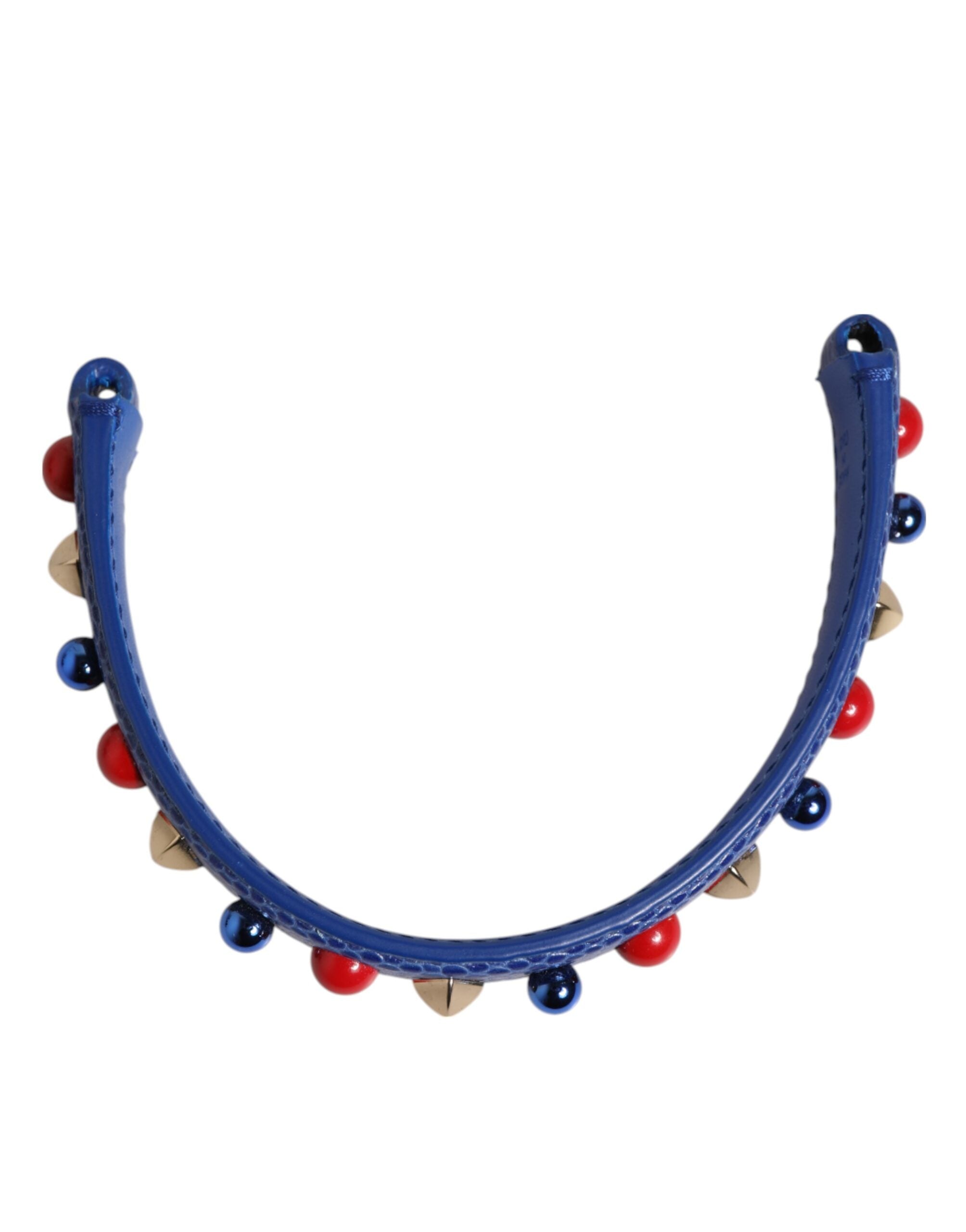 Dolce & Gabbana Blue Embellished Leather Bag Handle Women Shoulder Strap Dolce & Gabbana